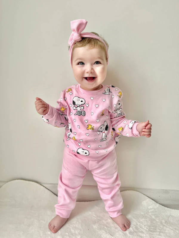 Snoopy Kalp Desenli Pamuklu 2’li Mevsimlik Takım