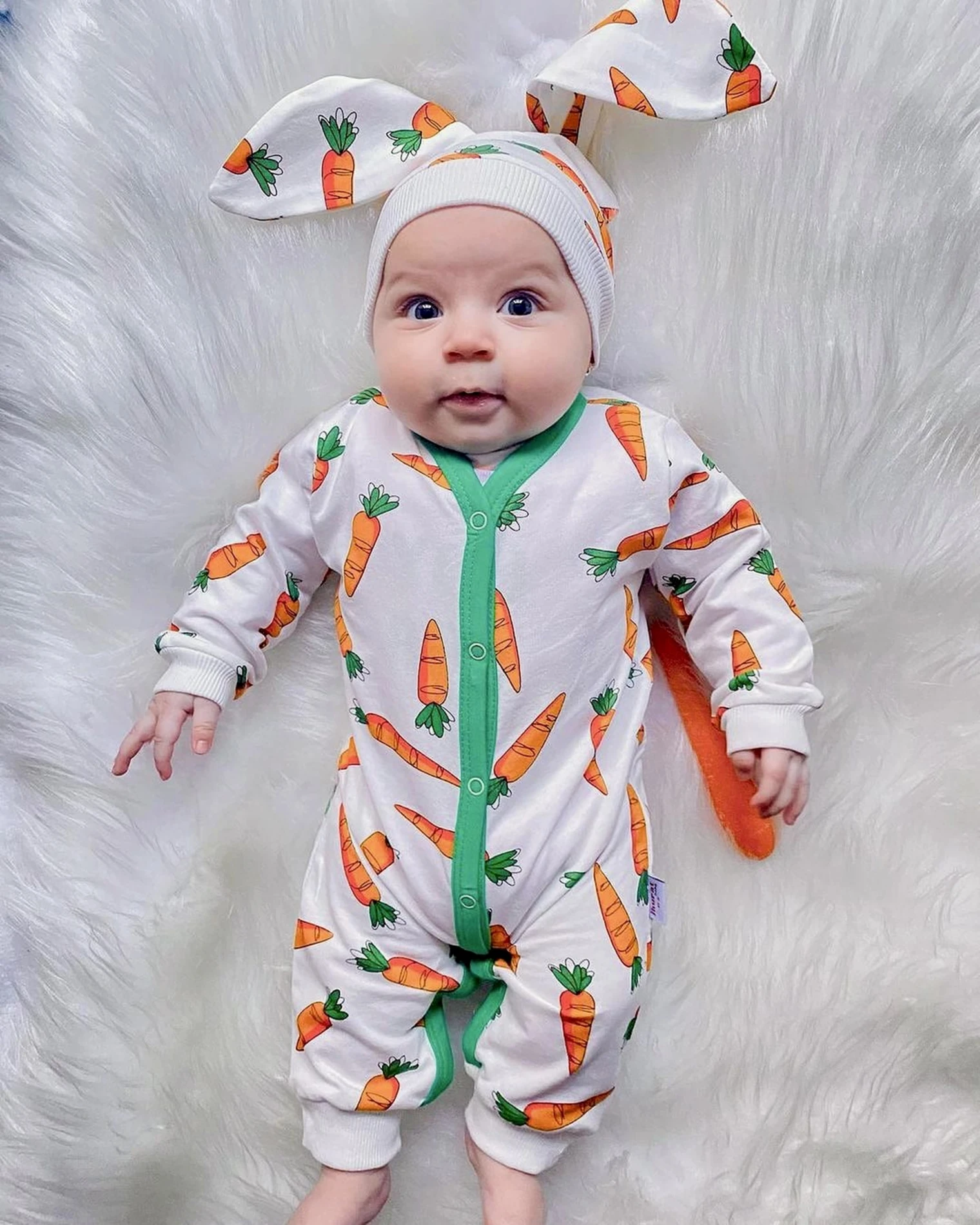 Havuç Baskılı Unisex Mevsimlik Tulum 