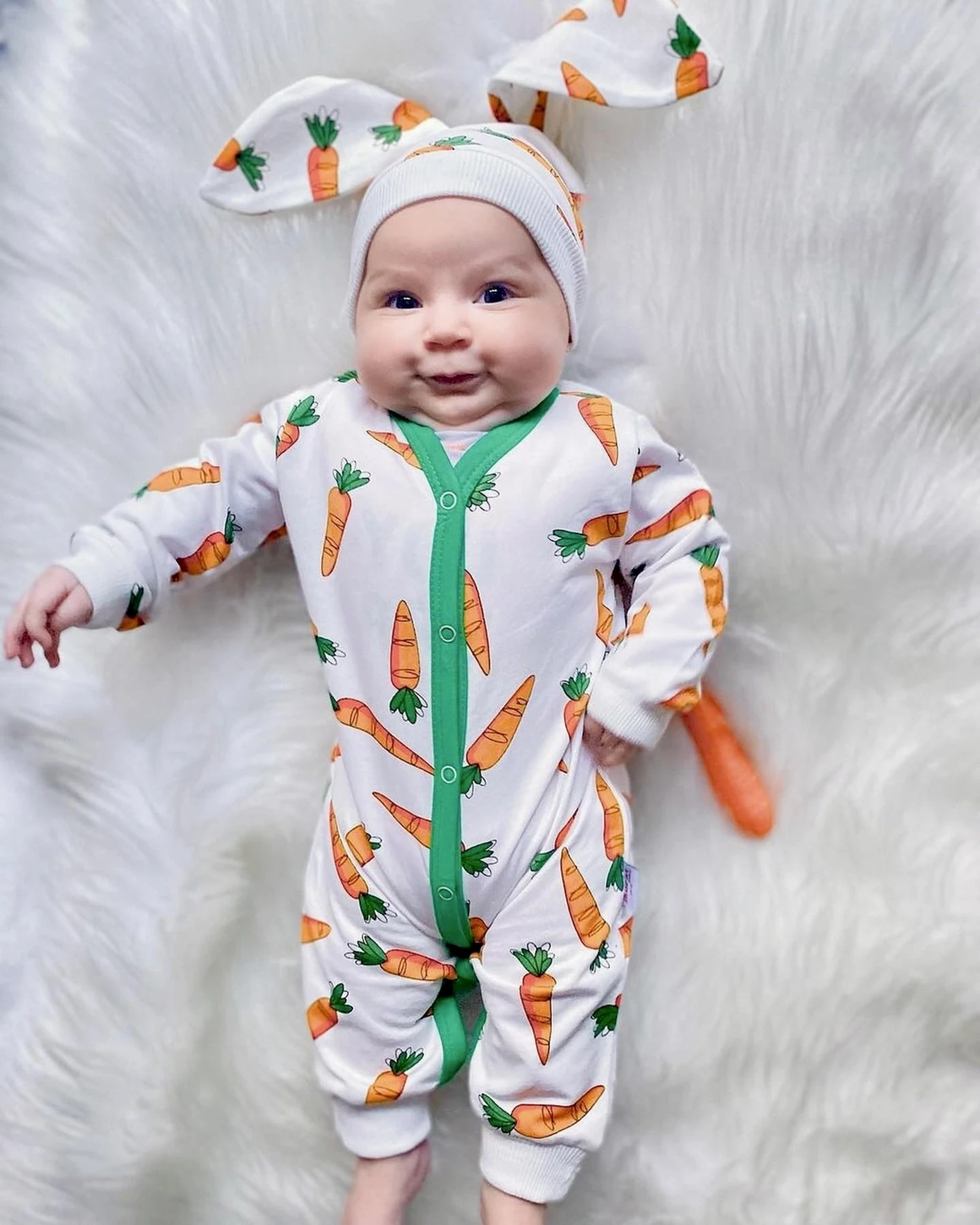 Havuç Baskılı Unisex Mevsimlik Tulum 