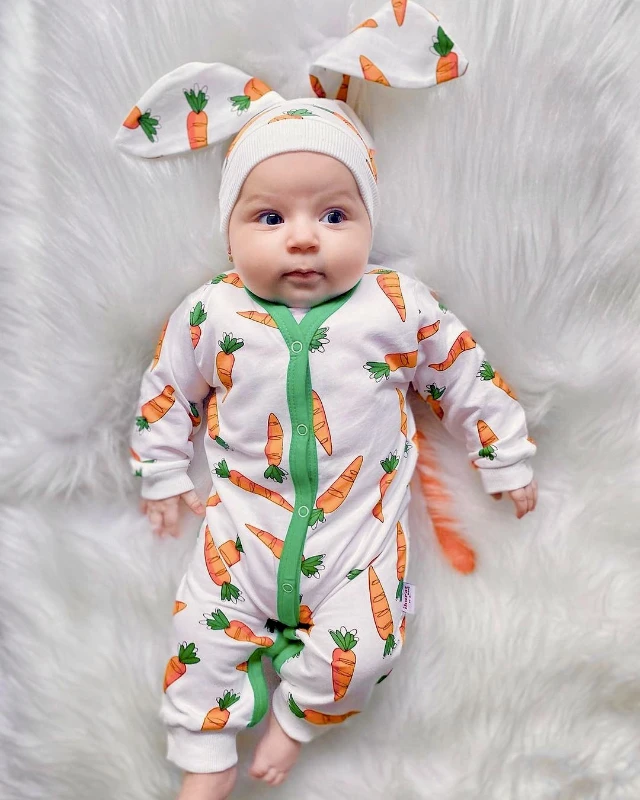 Havuç Baskılı Unisex Mevsimlik Tulum 