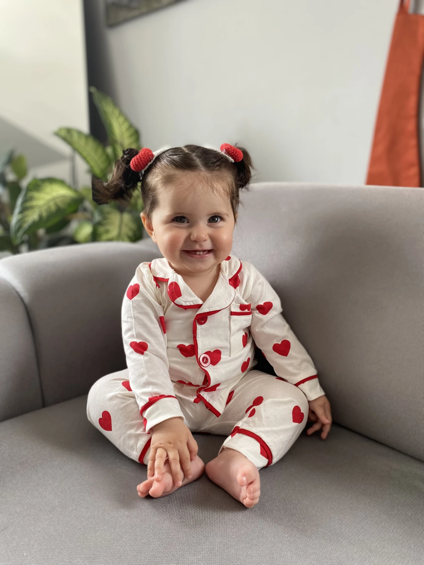 Kalp Desenli Bebe Yakalı Mevsimlik Pijama Seti 