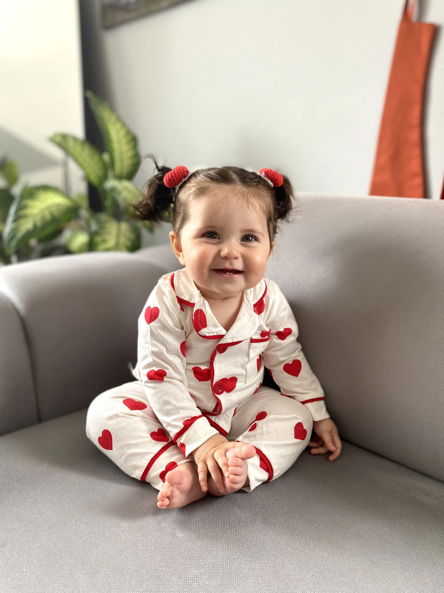 Kalp Desenli Bebe Yakalı Mevsimlik Pijama Seti 