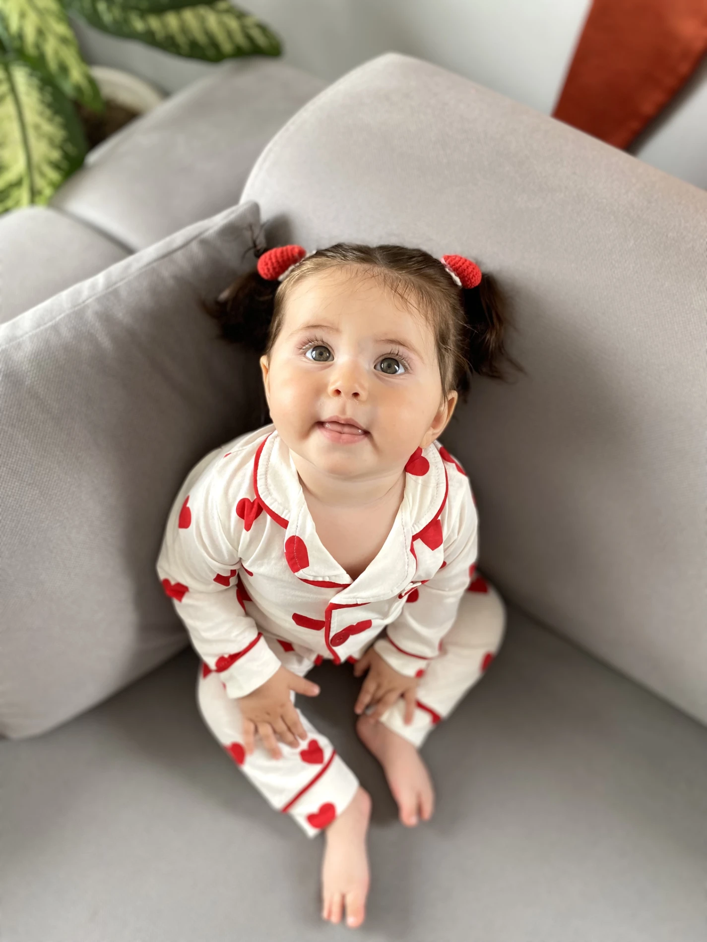 Kalp Desenli Bebe Yakalı Mevsimlik Pijama Seti 