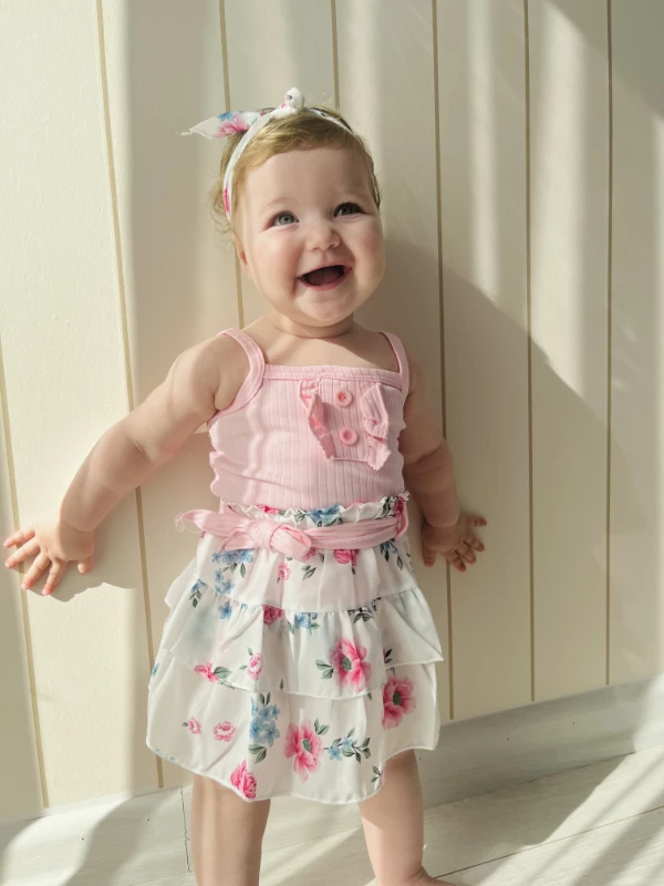 Venessa Çiçek Desenli Etekli Bandanalı İp Askılı 3’lü Yazlık Takım