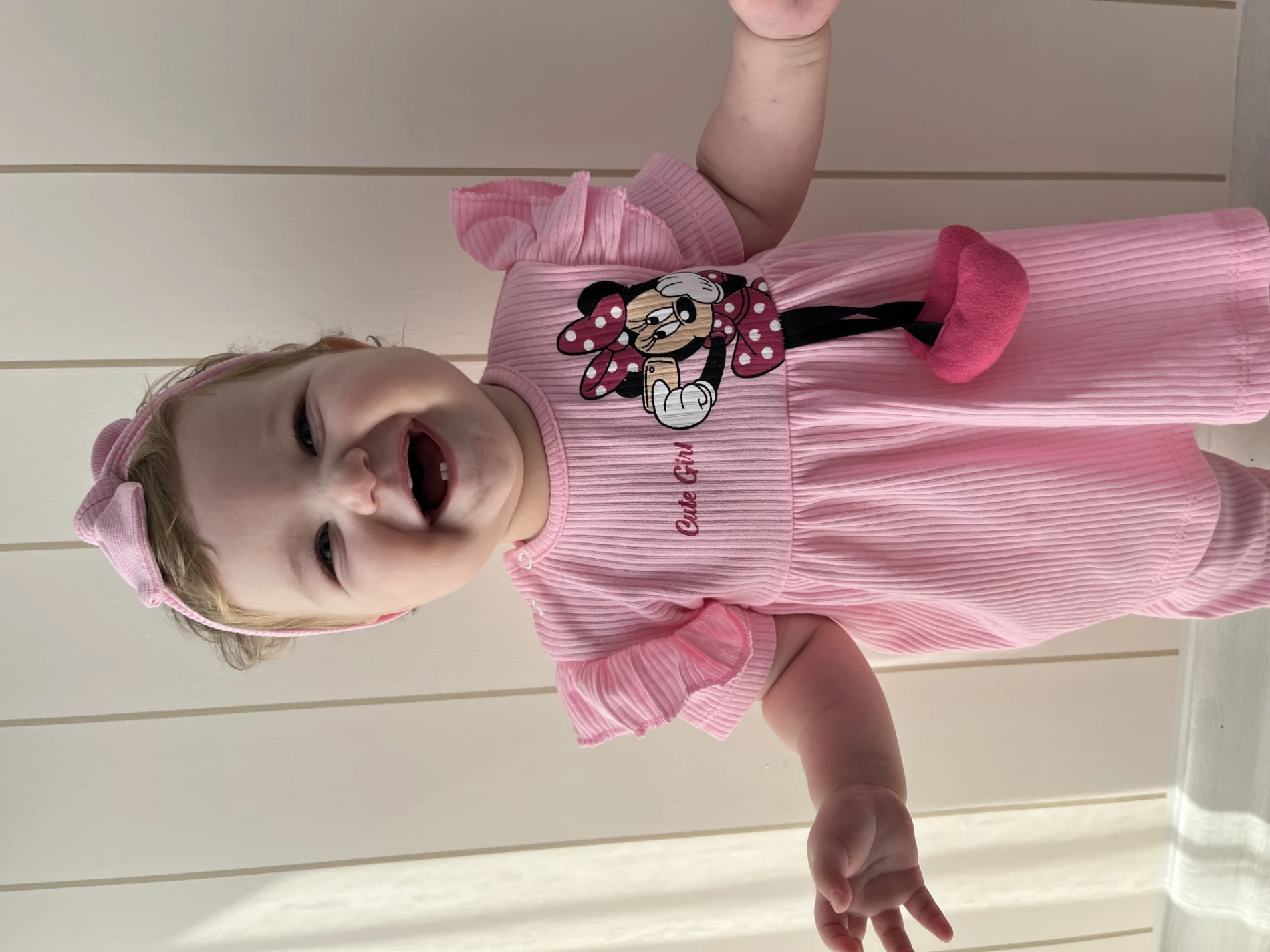 Cute Girl Minnie Mouse Oyuncaklı Ribanalı Kumaş 2’li Yazlık Takım