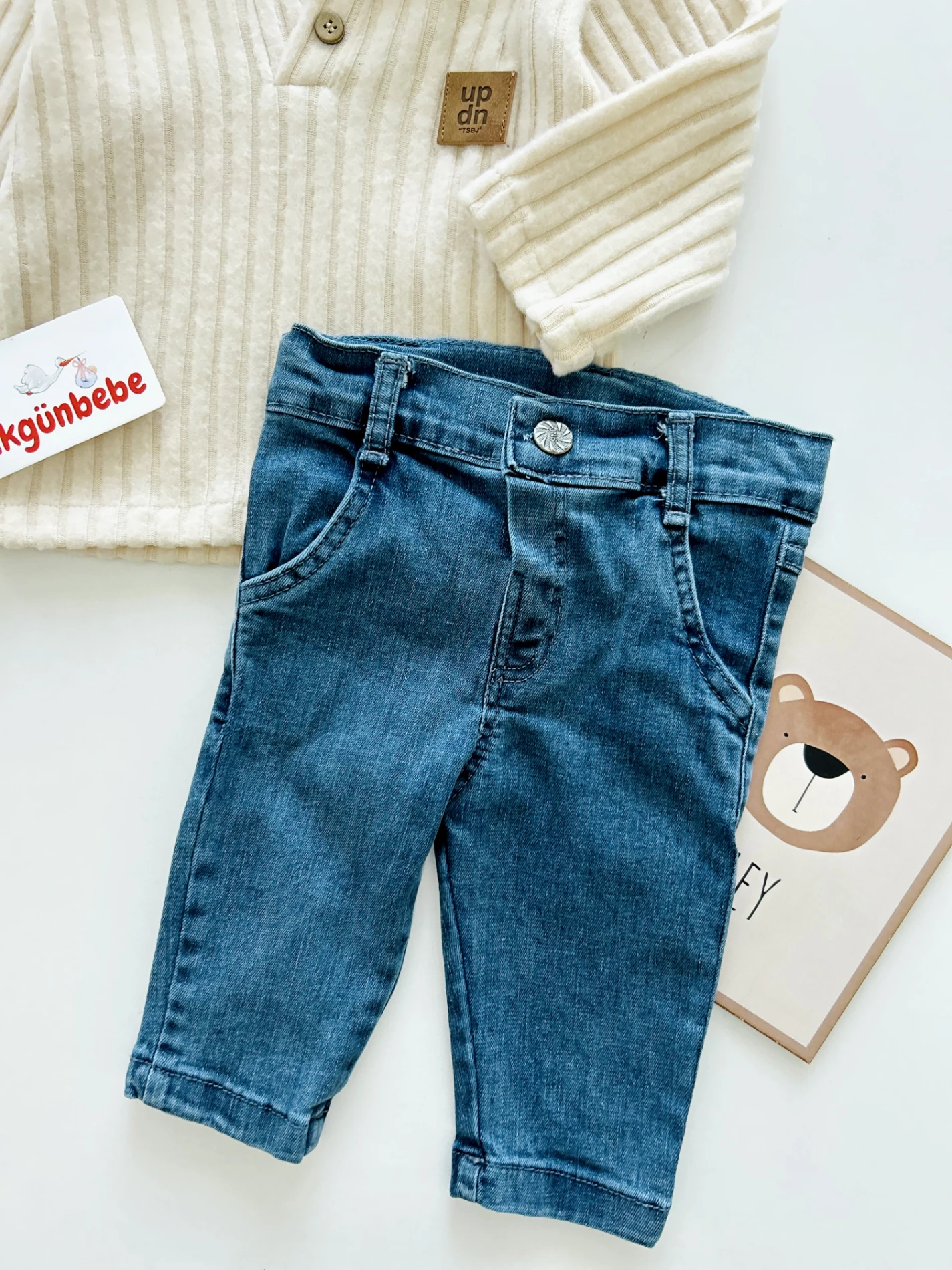 Premium Kalite Triko Kapüşonlu Yumuşacık Sweatli Likralı Kot Pantalonlu 2’li Takım