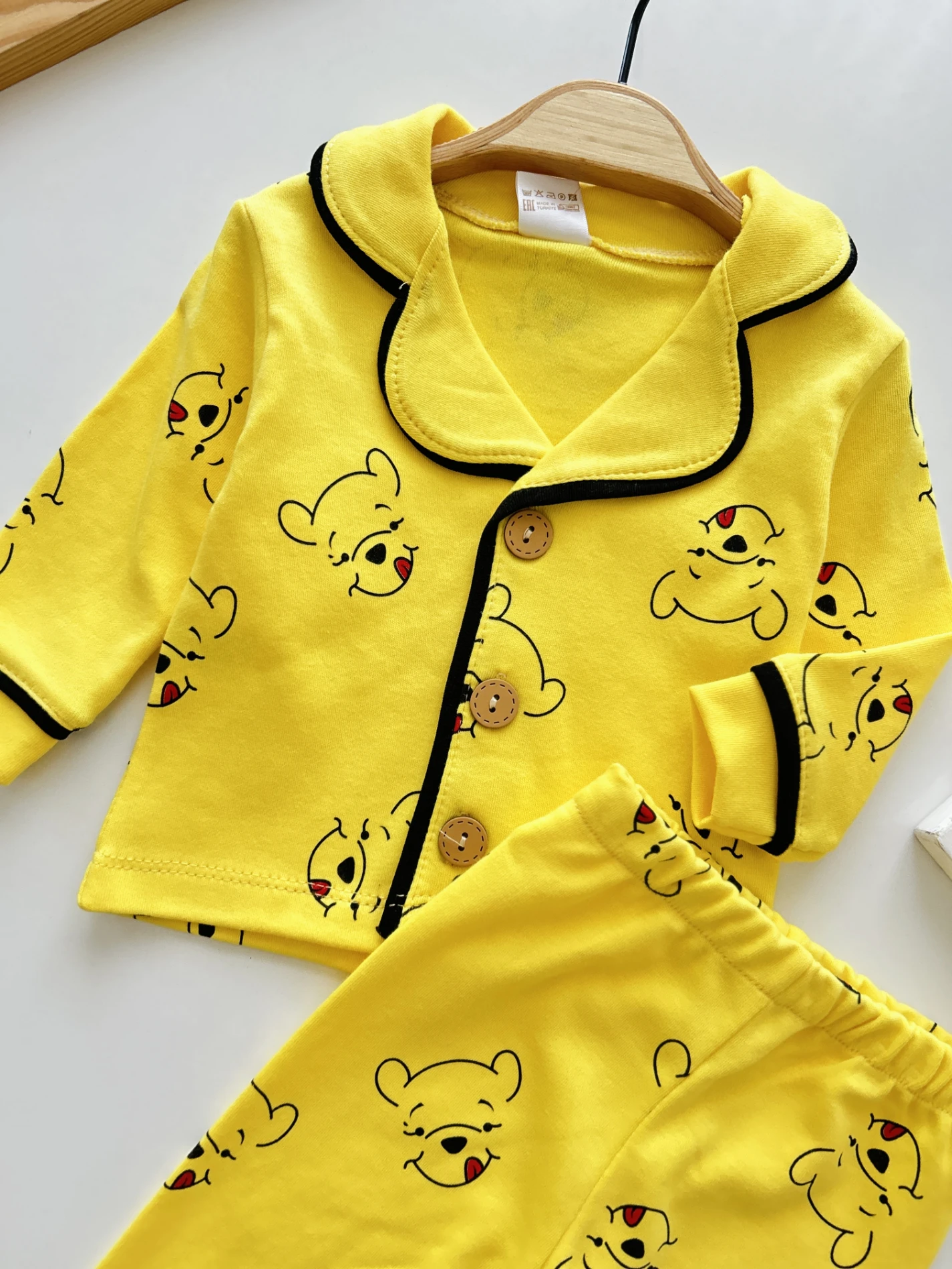Winnie The Pooh Baskılı Bebe Yakalı %100 Pamuk 2’li Pijama Takımı