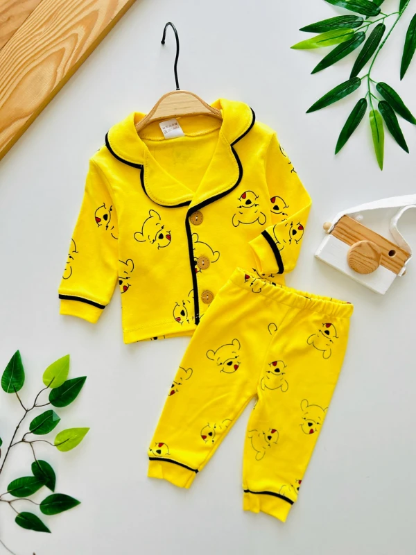 Winnie The Pooh Baskılı Bebe Yakalı %100 Pamuk 2’li Pijama Takımı
