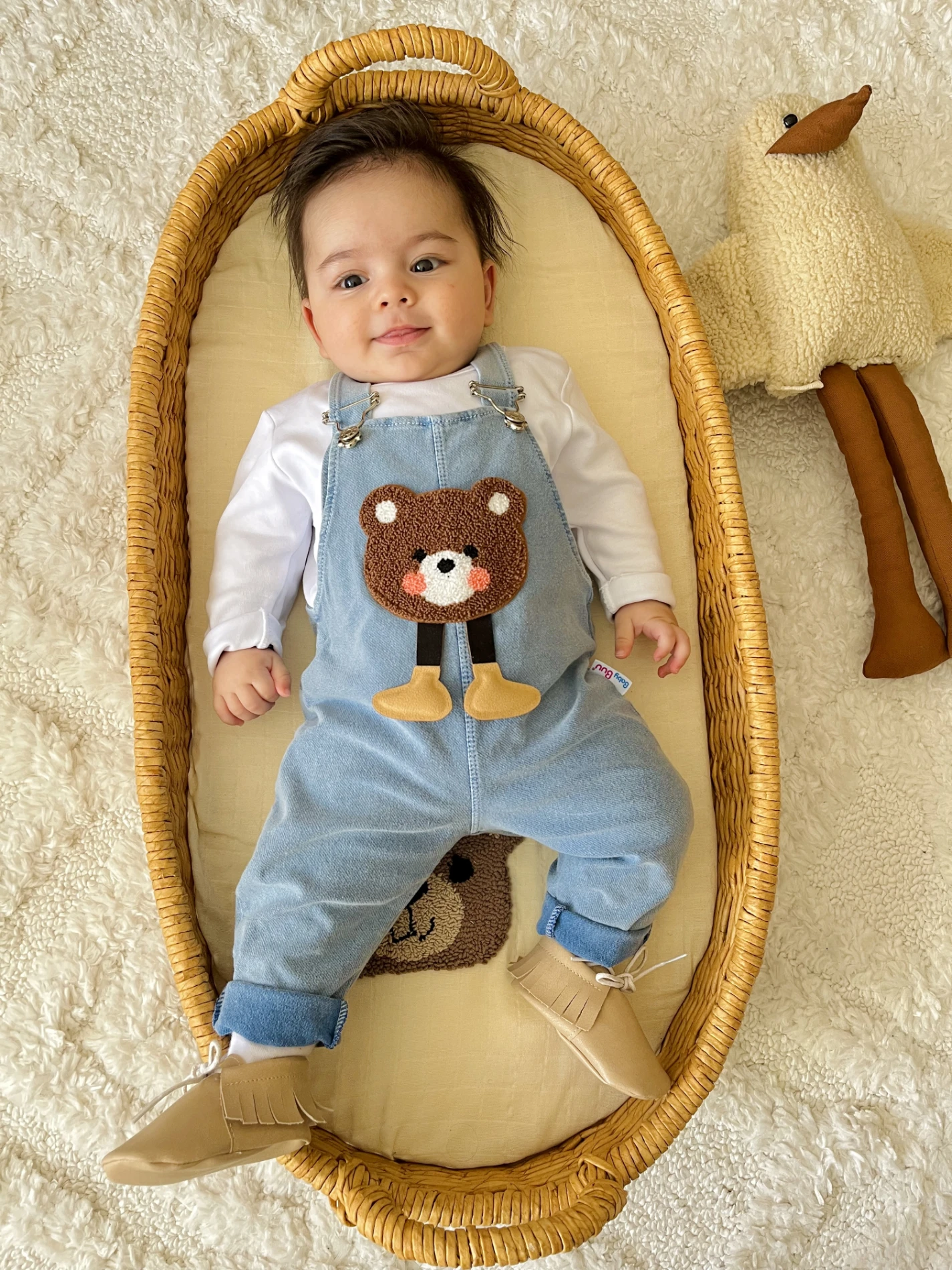Bear Sevimli Ayıcık Likralı Yumuşacık Örme Kot Salopetli Badili 2’li Takım 