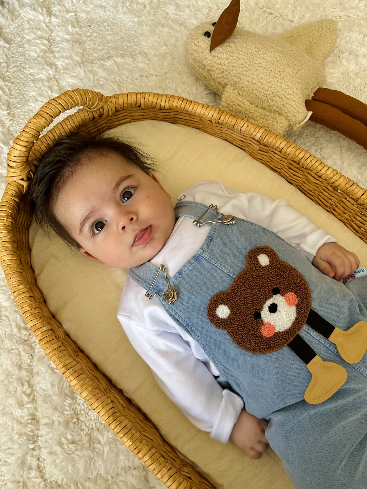 Bear Sevimli Ayıcık Likralı Yumuşacık Örme Kot Salopetli Badili 2’li Takım 