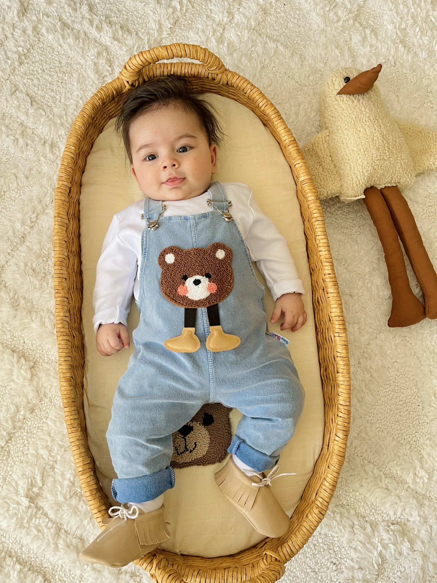 Bear Sevimli Ayıcık Likralı Yumuşacık Örme Kot Salopetli Badili 2’li Takım 
