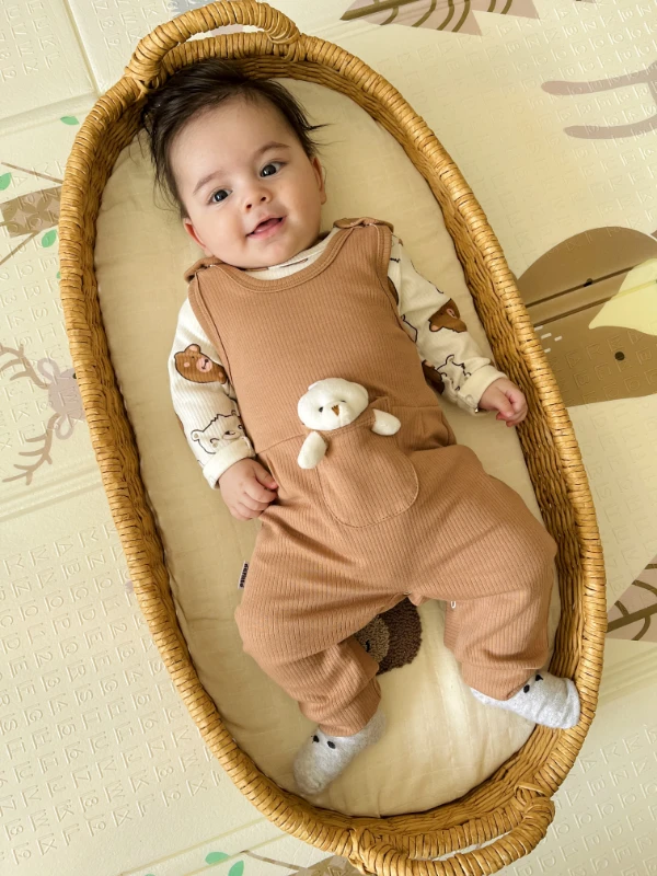 Bear Temalı Zıbınlı Badili Salopetli Mevsimlik 2’li Takım