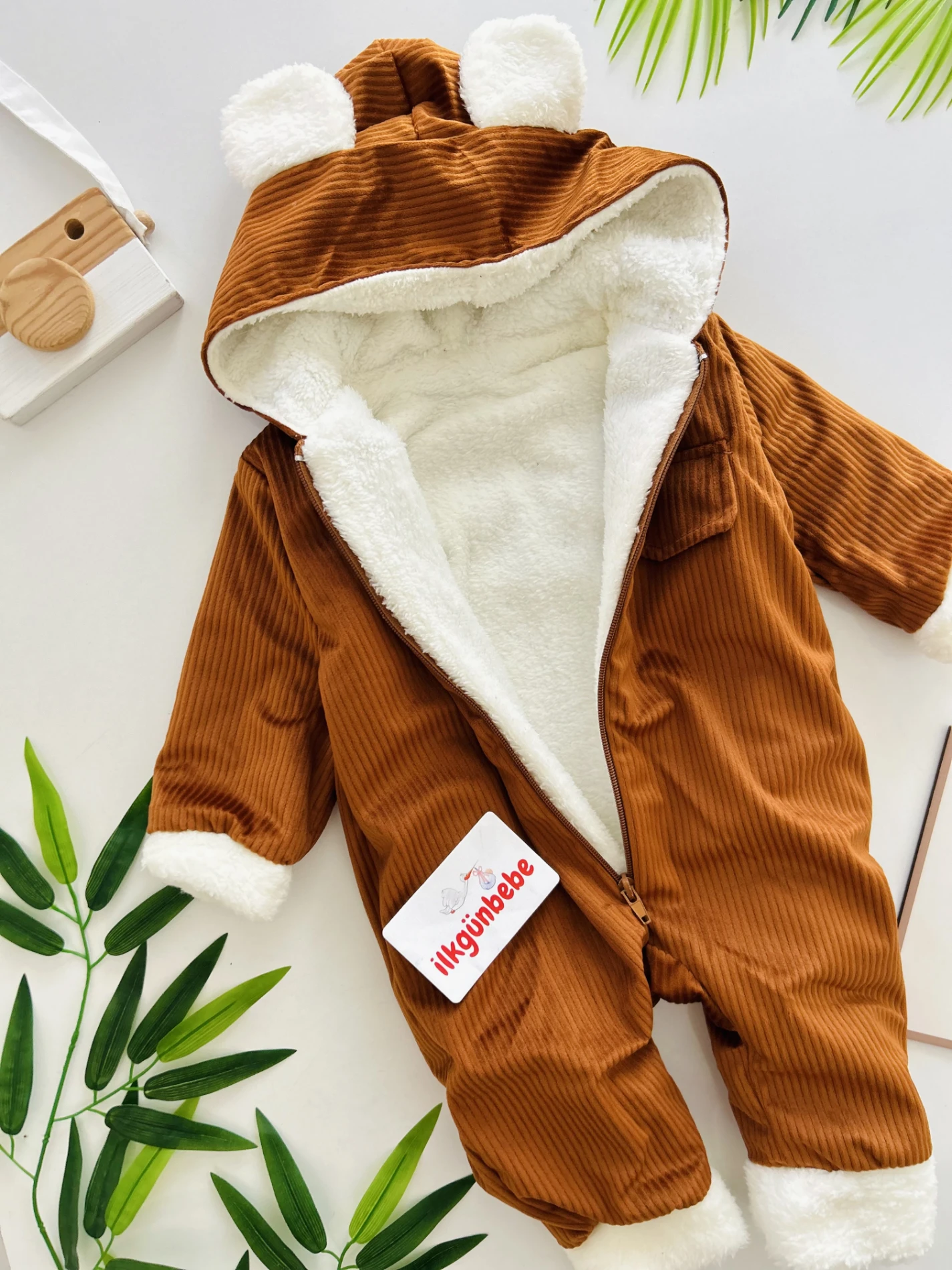 Dışı Kadife İçi Welsoft Peluş Kışlık Teddy Tulum