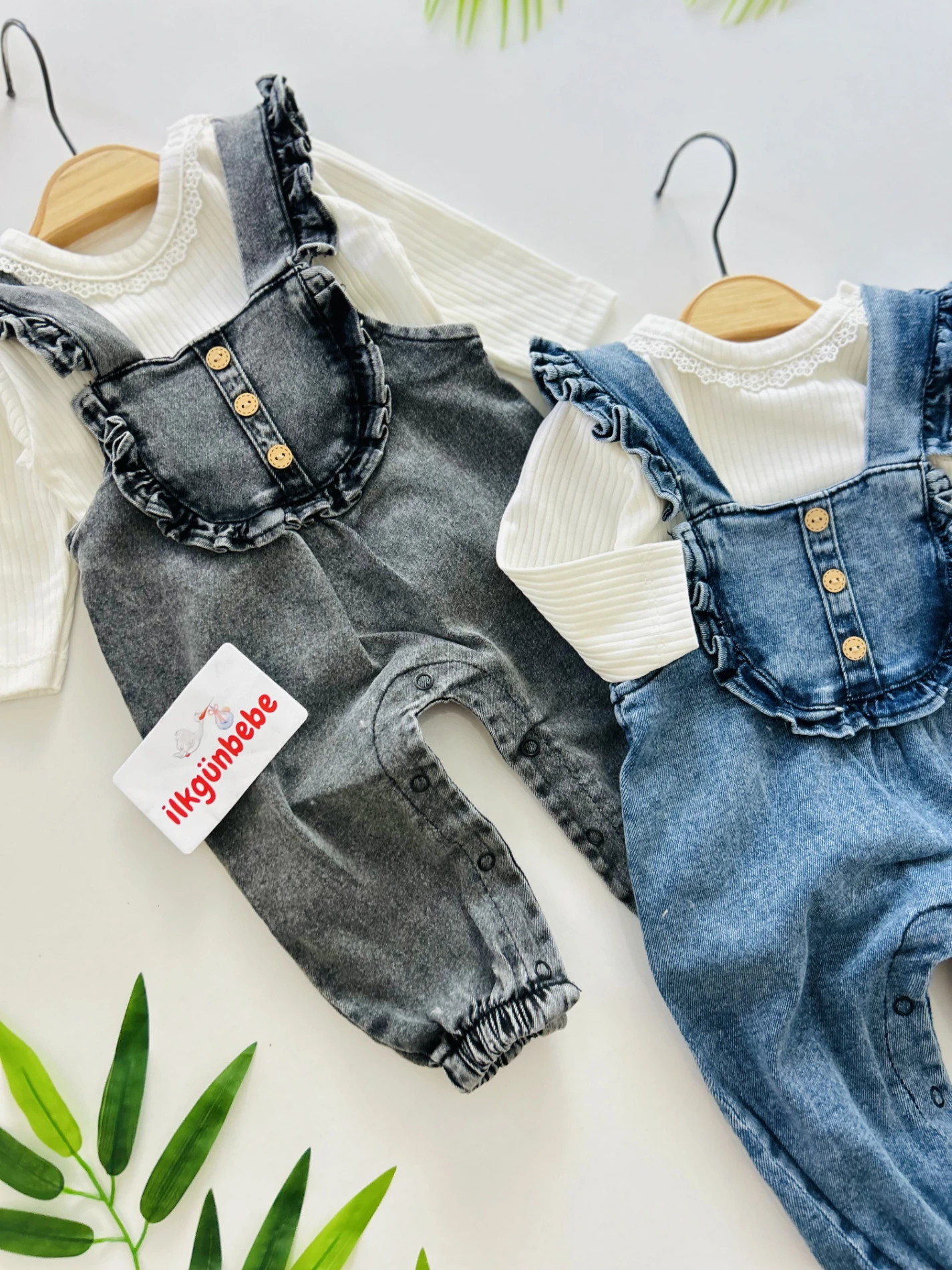 Likralı Esnek Kot Güpür Yakalı2’li Takım