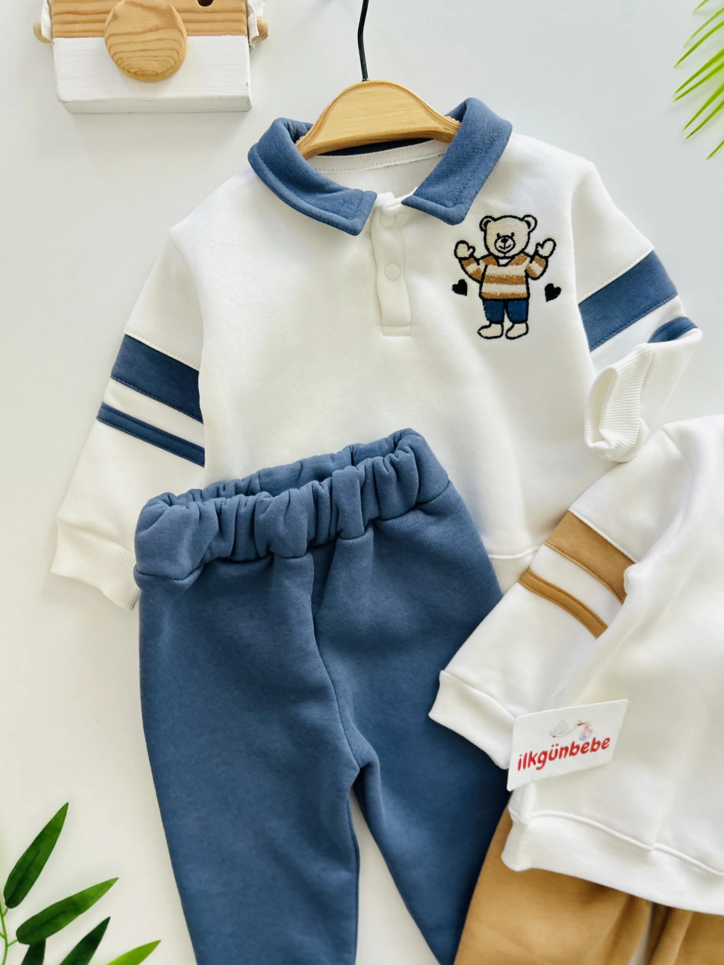 Teddy Nakışlı 3 İp Şardonlu Kışlık Takım