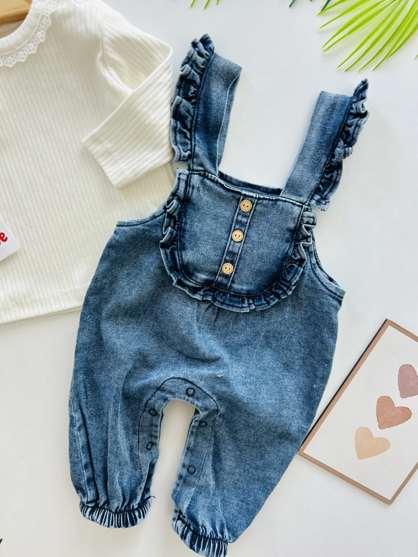 Likralı Esnek Kot Güpür Yakalı2’li Takım