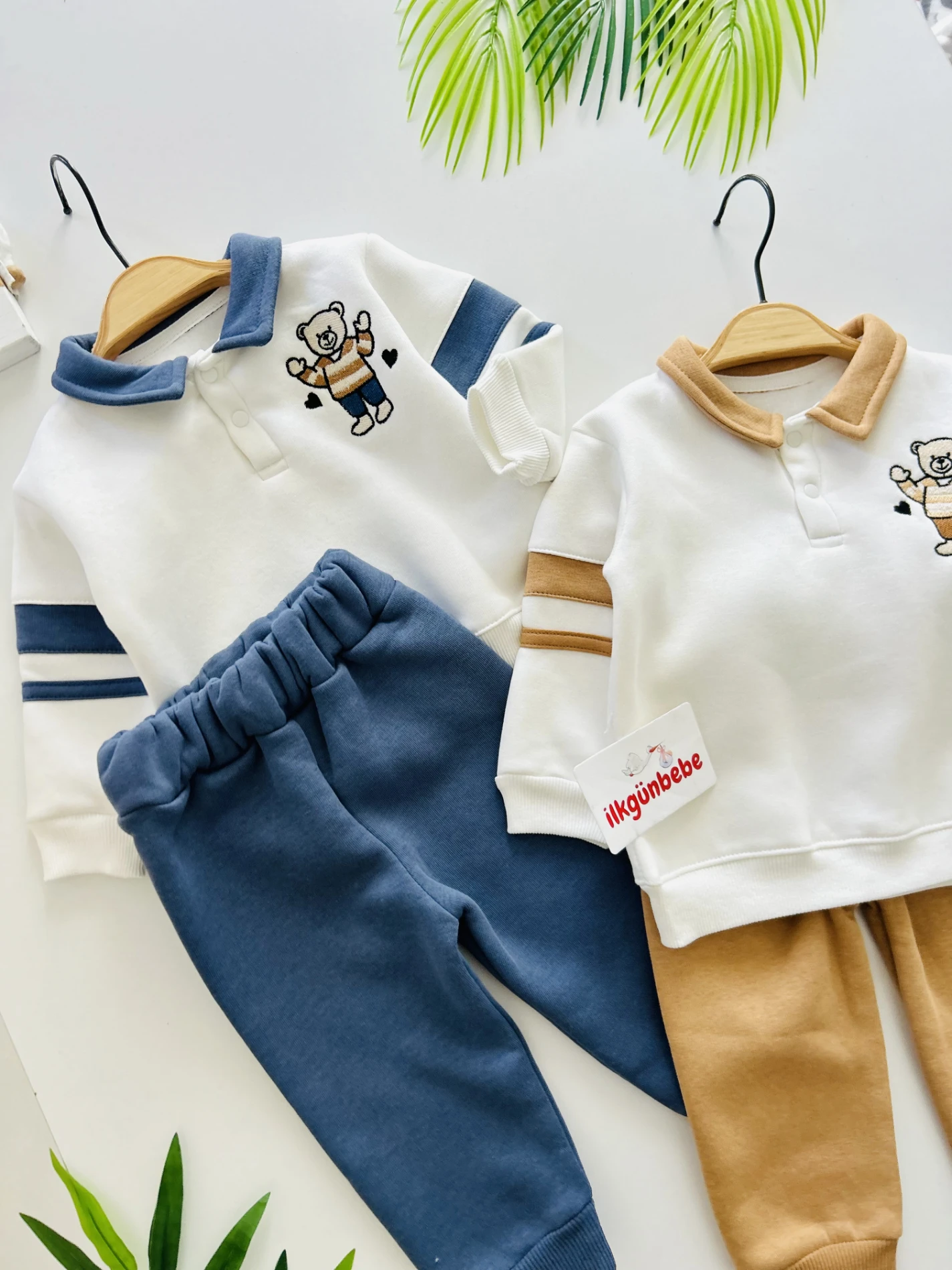 Teddy Nakışlı 3 İp Şardonlu Kışlık Takım