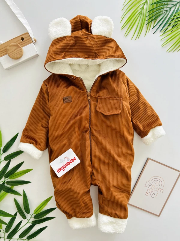 Dışı Kadife İçi Welsoft Peluş Kışlık Teddy Tulum