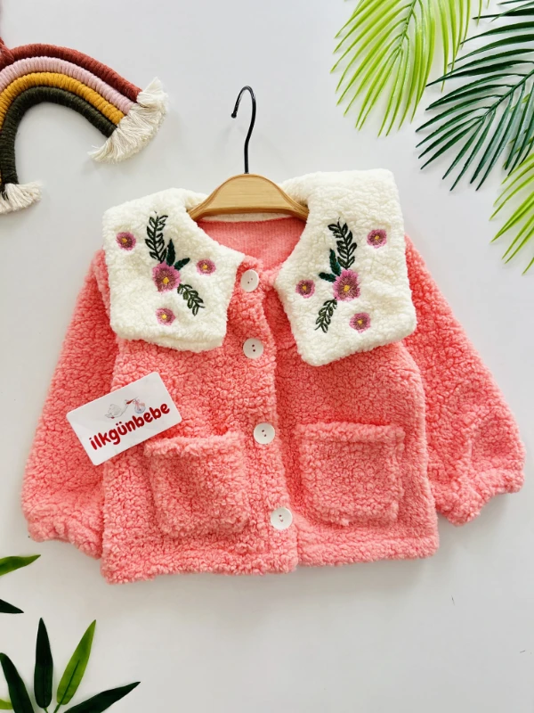 Çiçek Yaka Temalı %100 Welsoft Kışlık Mont