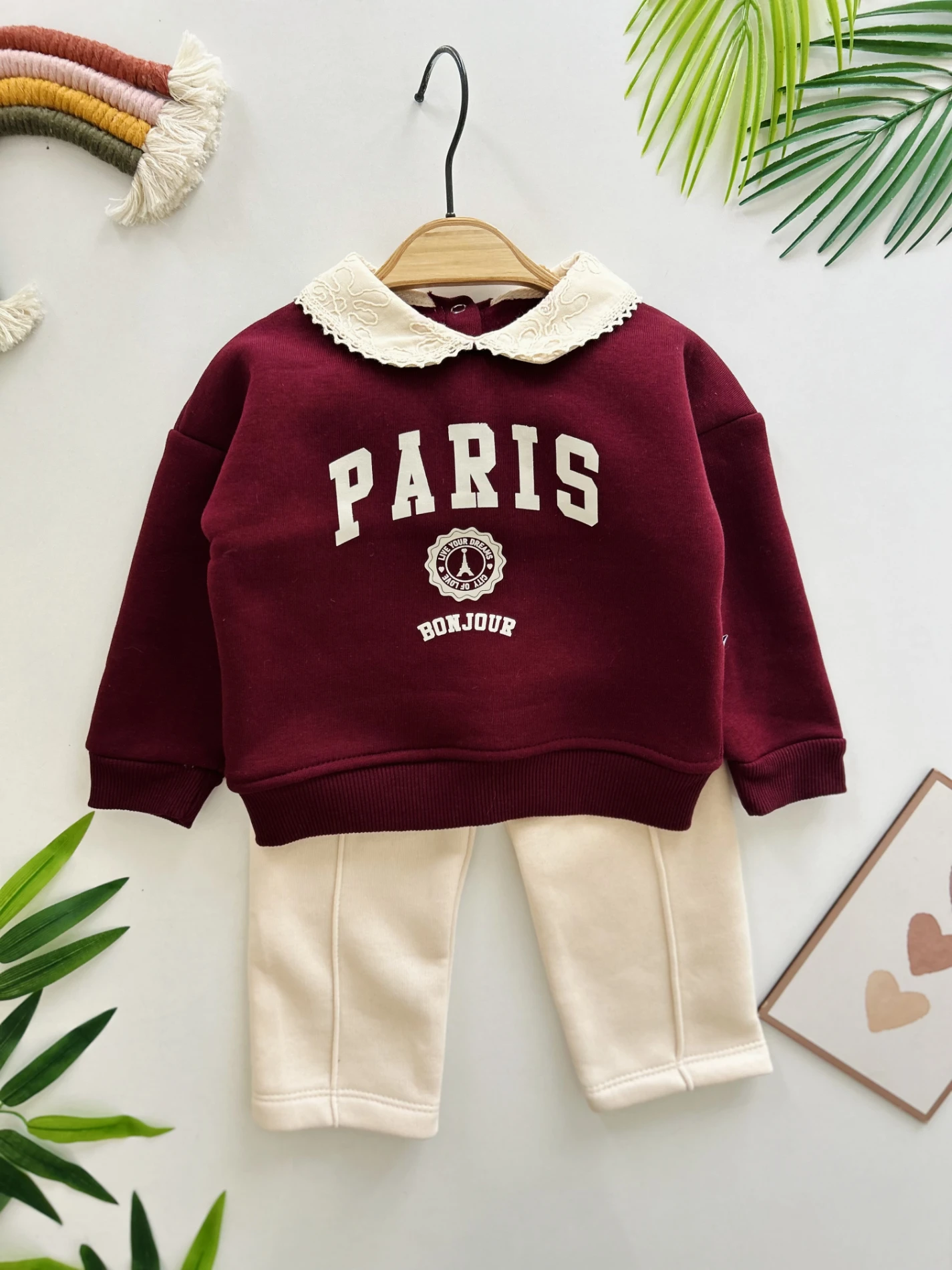 Paris Yaka Detaylı 3 İp Şardonlu Kışlık 2’li Takım