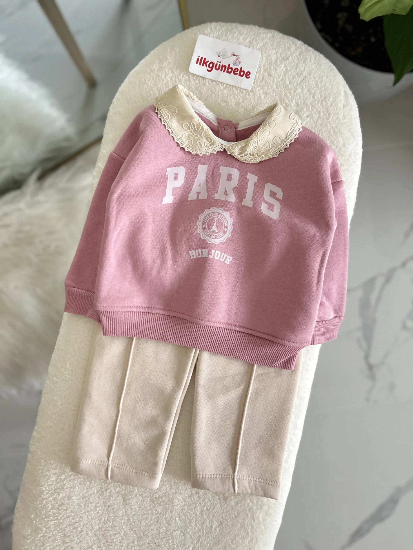 Paris Yaka Detaylı 3 İp Şardonlu Kışlık 2’li Takım