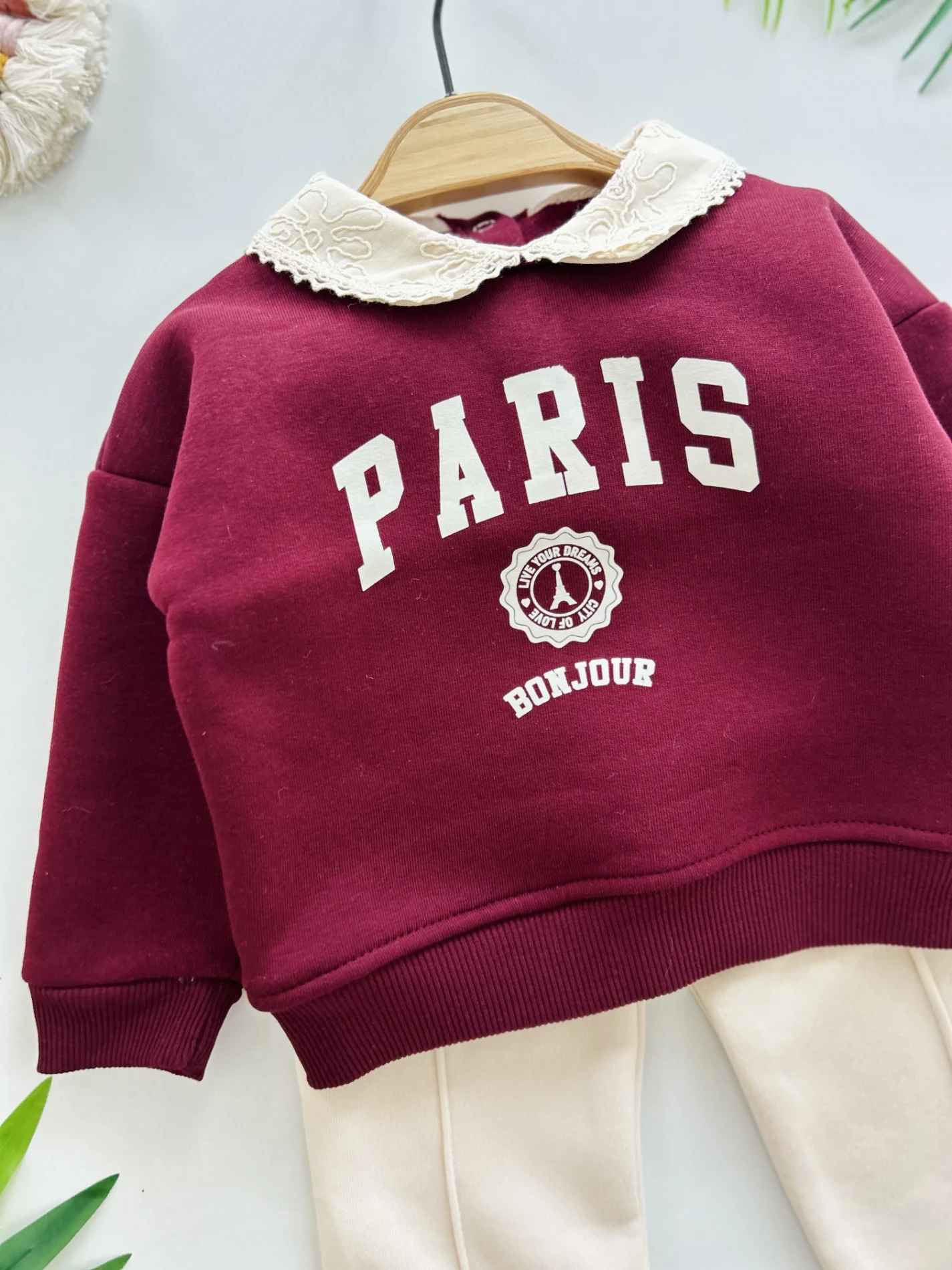 Paris Yaka Detaylı 3 İp Şardonlu Kışlık 2’li Takım