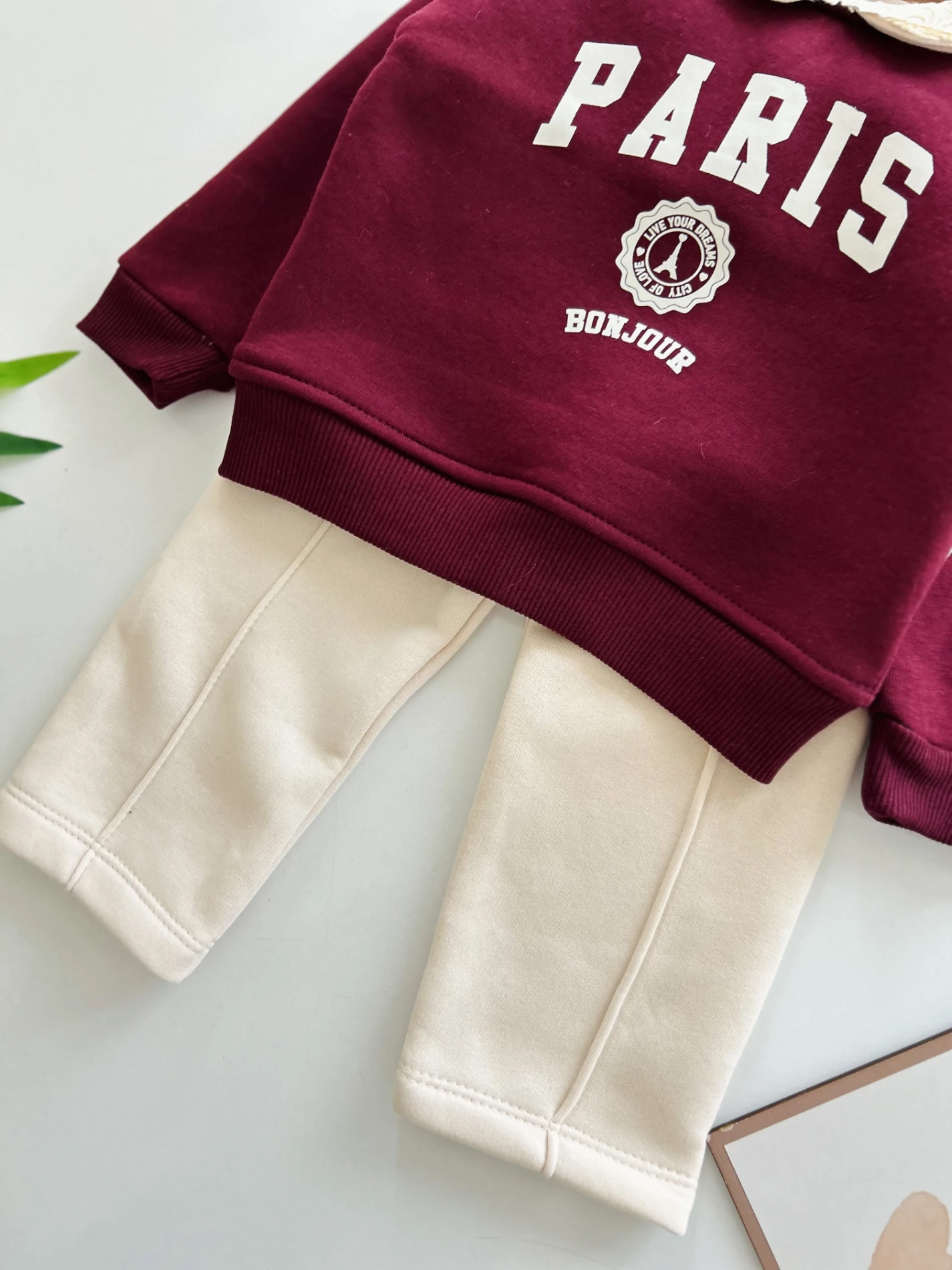 Paris Yaka Detaylı 3 İp Şardonlu Kışlık 2’li Takım