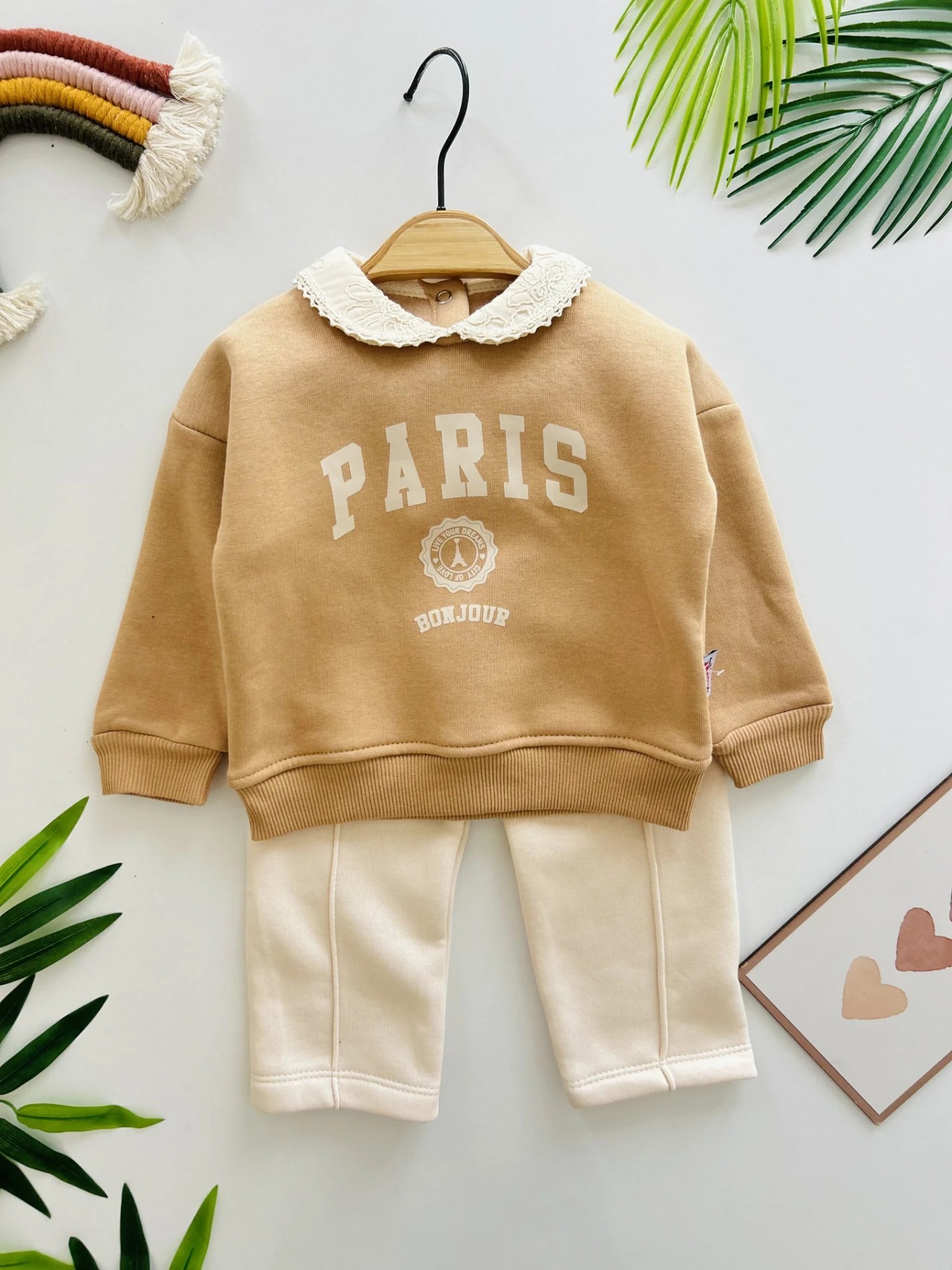 Paris Yaka Detaylı 3 İp Şardonlu Kışlık 2’li Takım