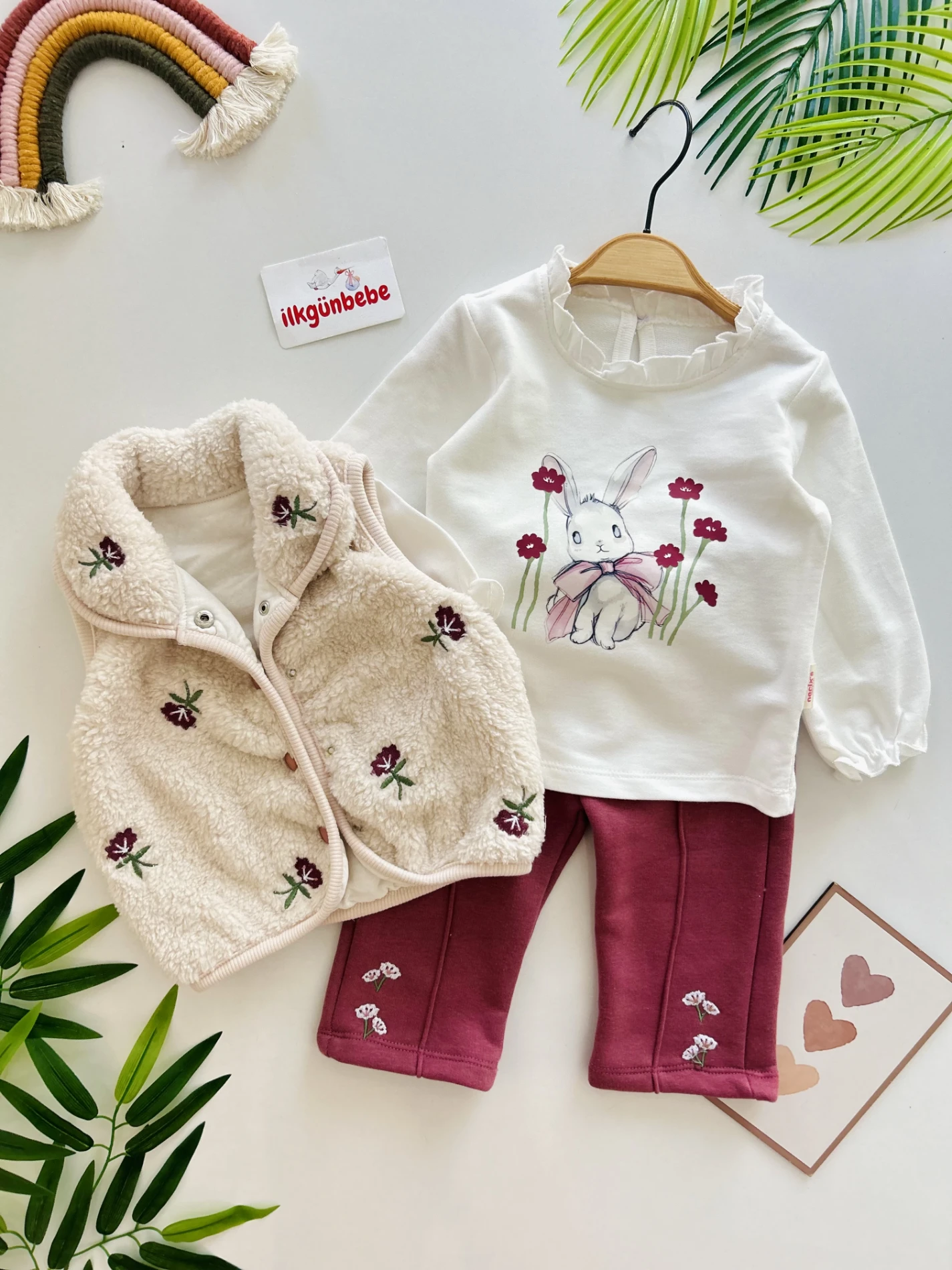 Peluş Kışlık Yelekli Premium Kalite Şardonlu 3’lü Takım