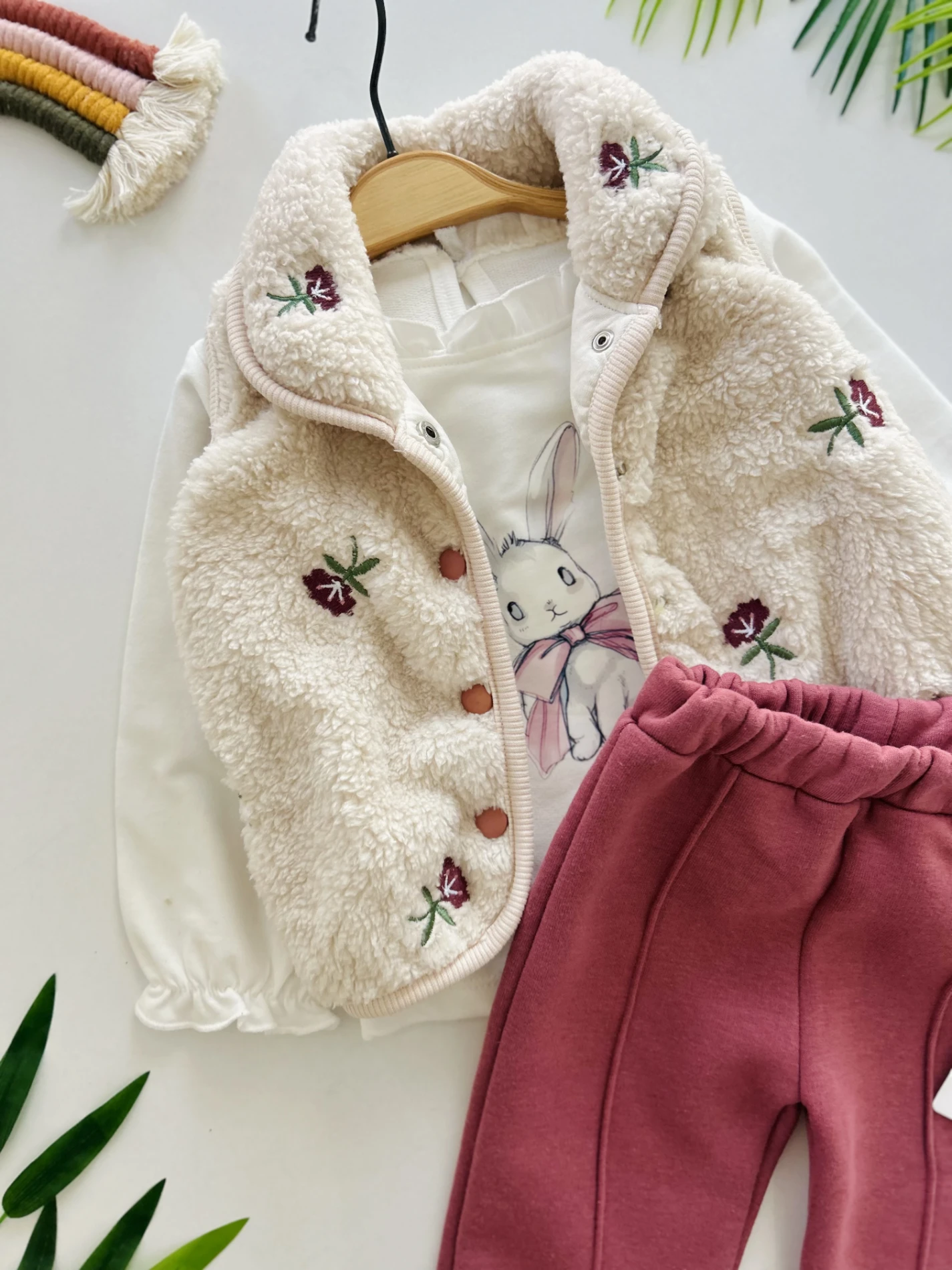 Peluş Kışlık Yelekli Premium Kalite Şardonlu 3’lü Takım