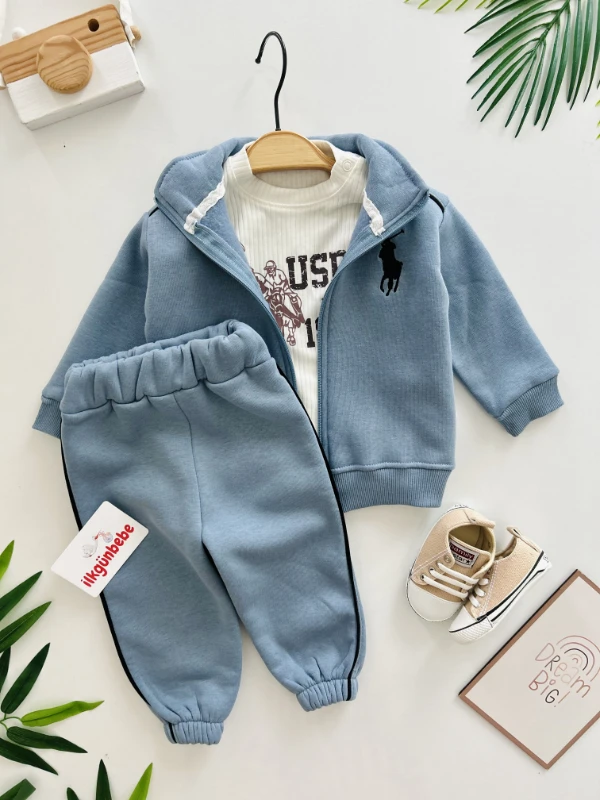 Marka Polo 3 İp Şardonlu Premium Kalite Dik Yaka 3’lü Takım