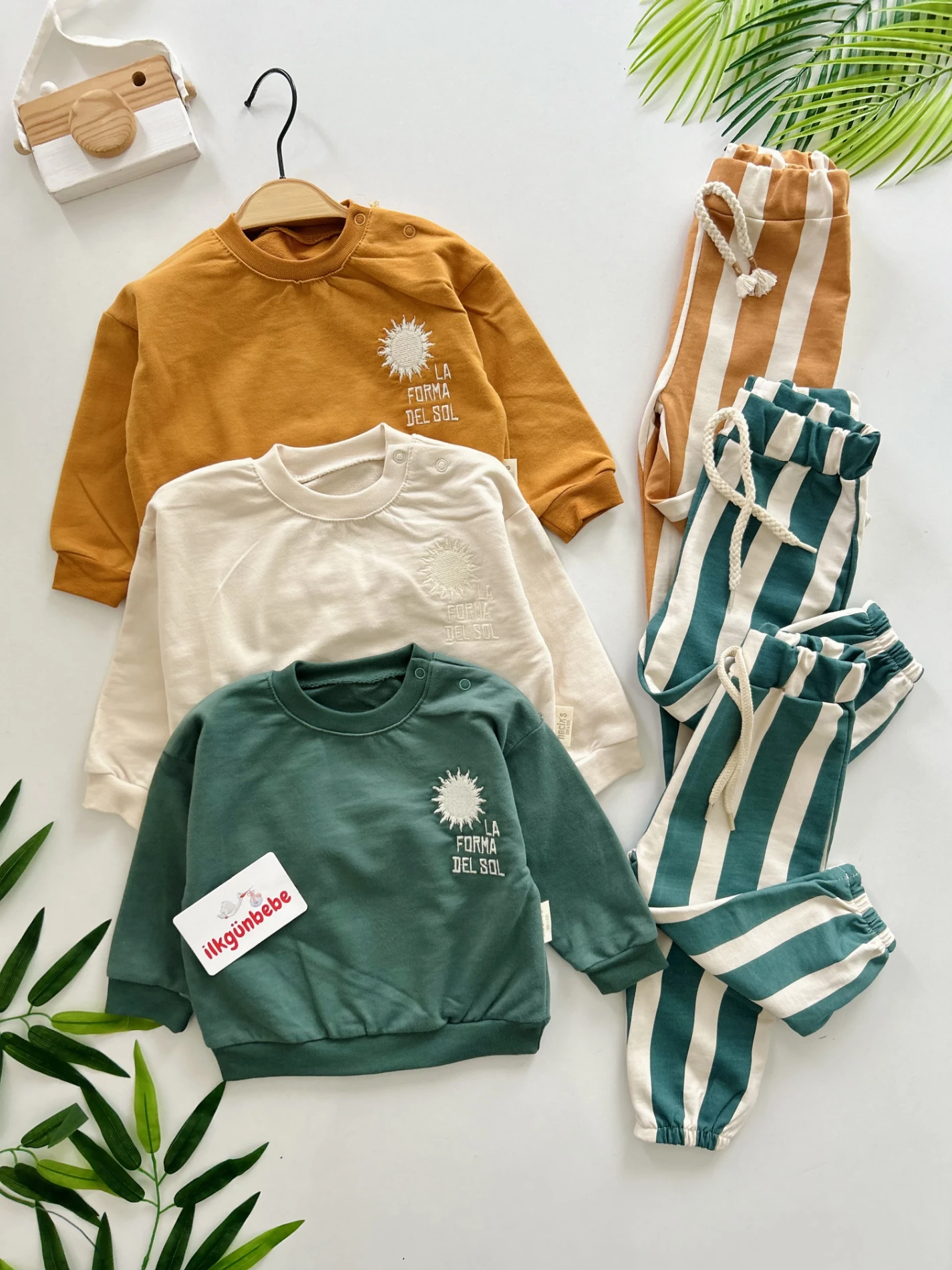 Güneş Baskılı %100 Pamuk Çizgili 2’li Takım