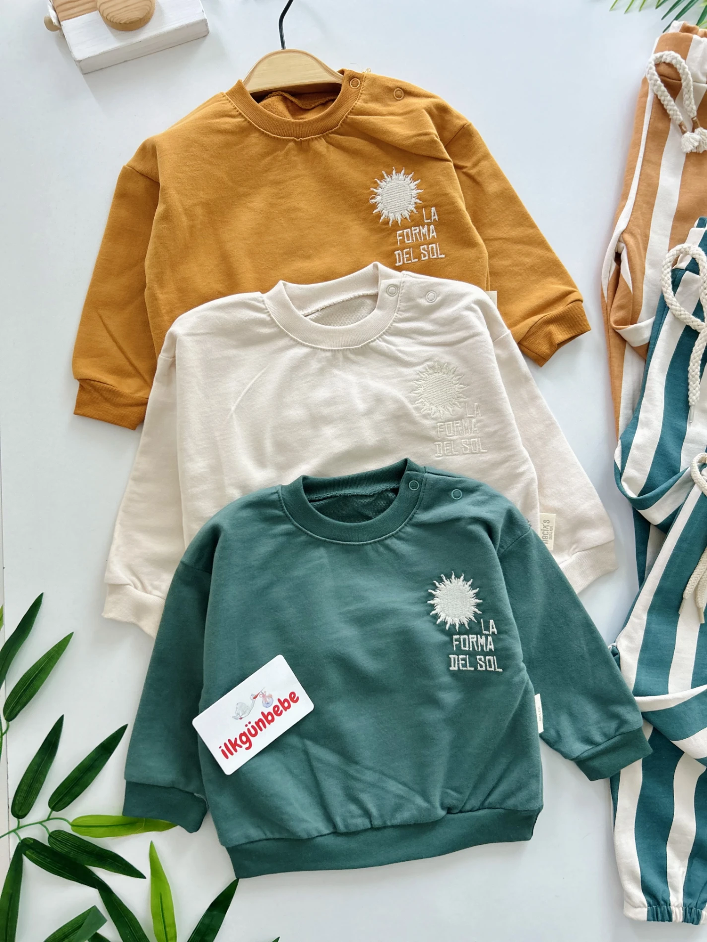 Güneş Baskılı %100 Pamuk Çizgili 2’li Takım