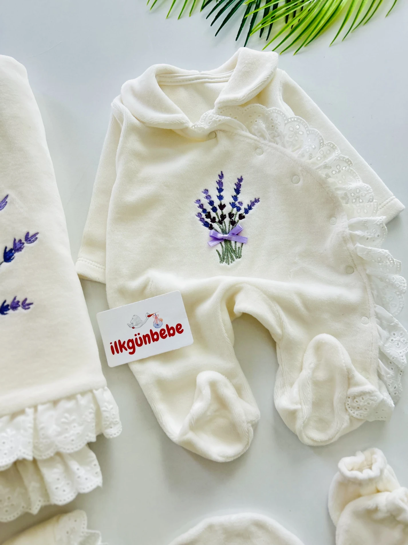 Lavanta Kadife Kumaş Premium Kalite Yenidoğan Set