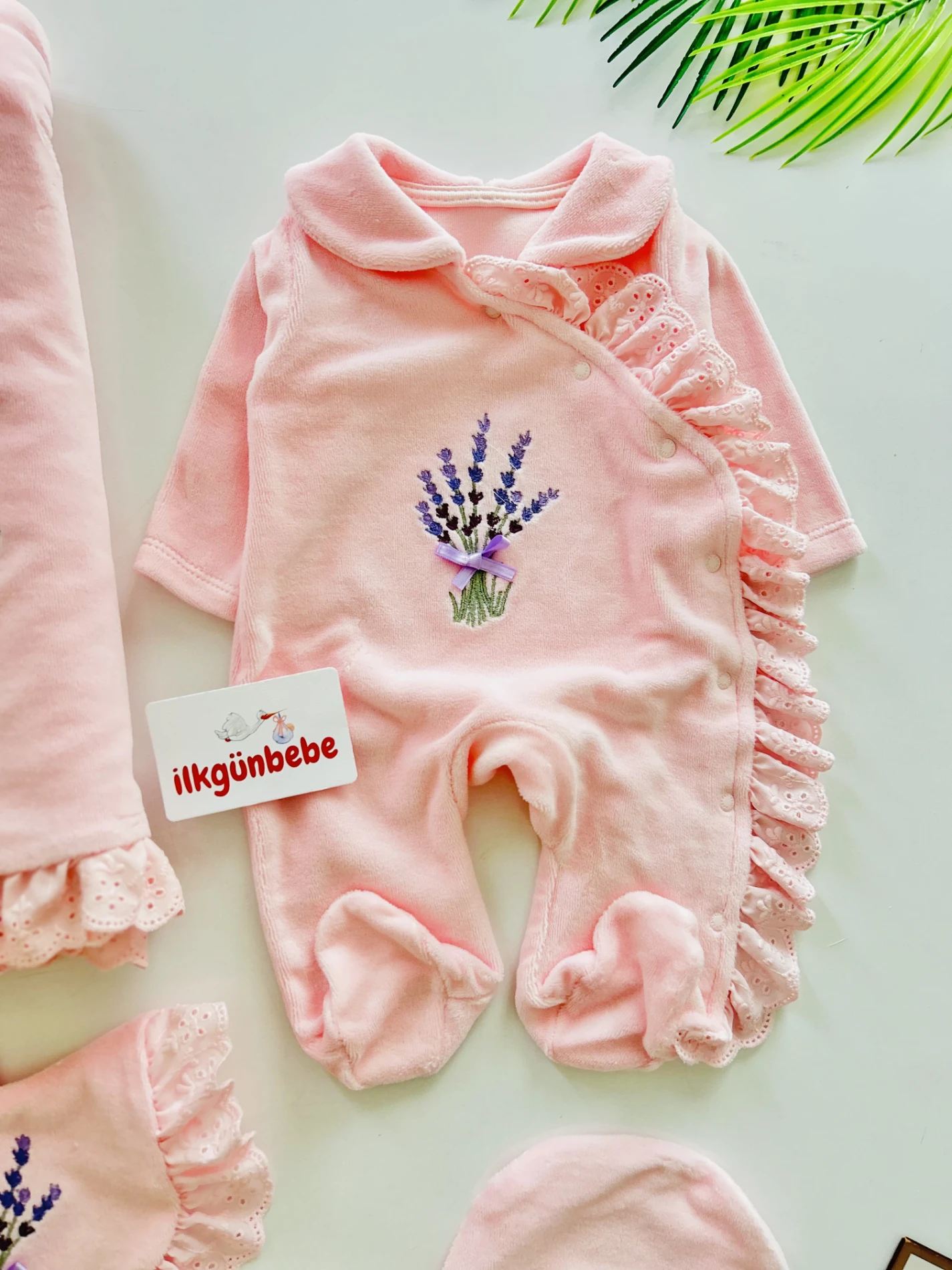 Lavanta Kadife Kumaş Premium Kalite Yenidoğan Set