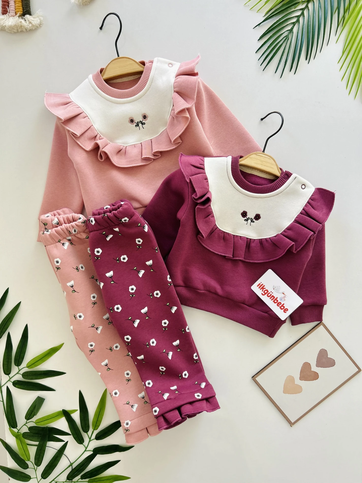 Çiçek Desenli 3 İp Şardonlu Premium Kalite 2’li Takım