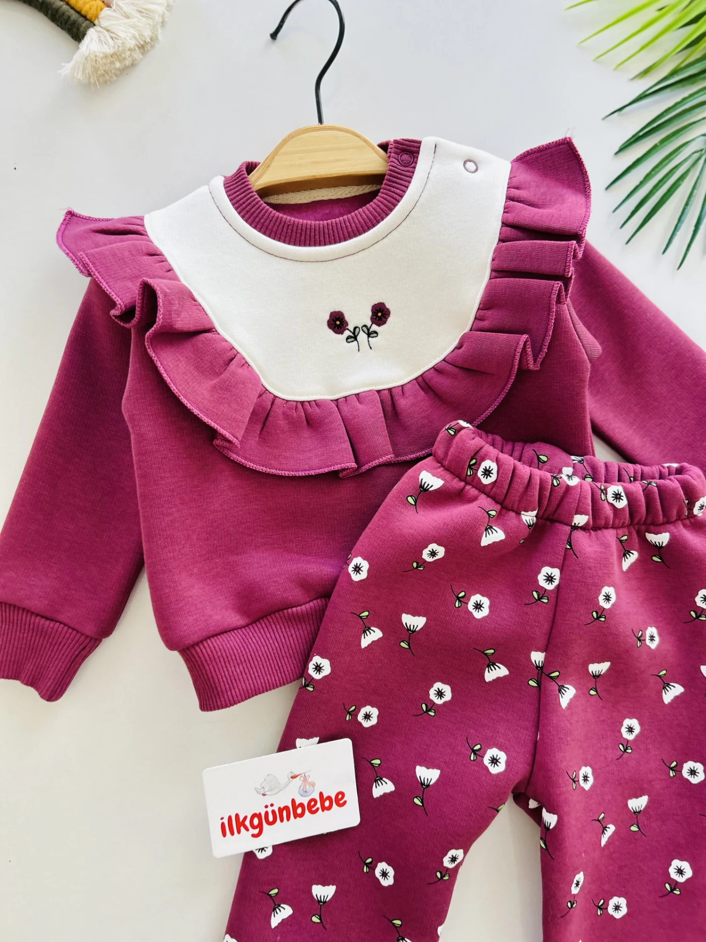 Çiçek Desenli 3 İp Şardonlu Premium Kalite 2’li Takım