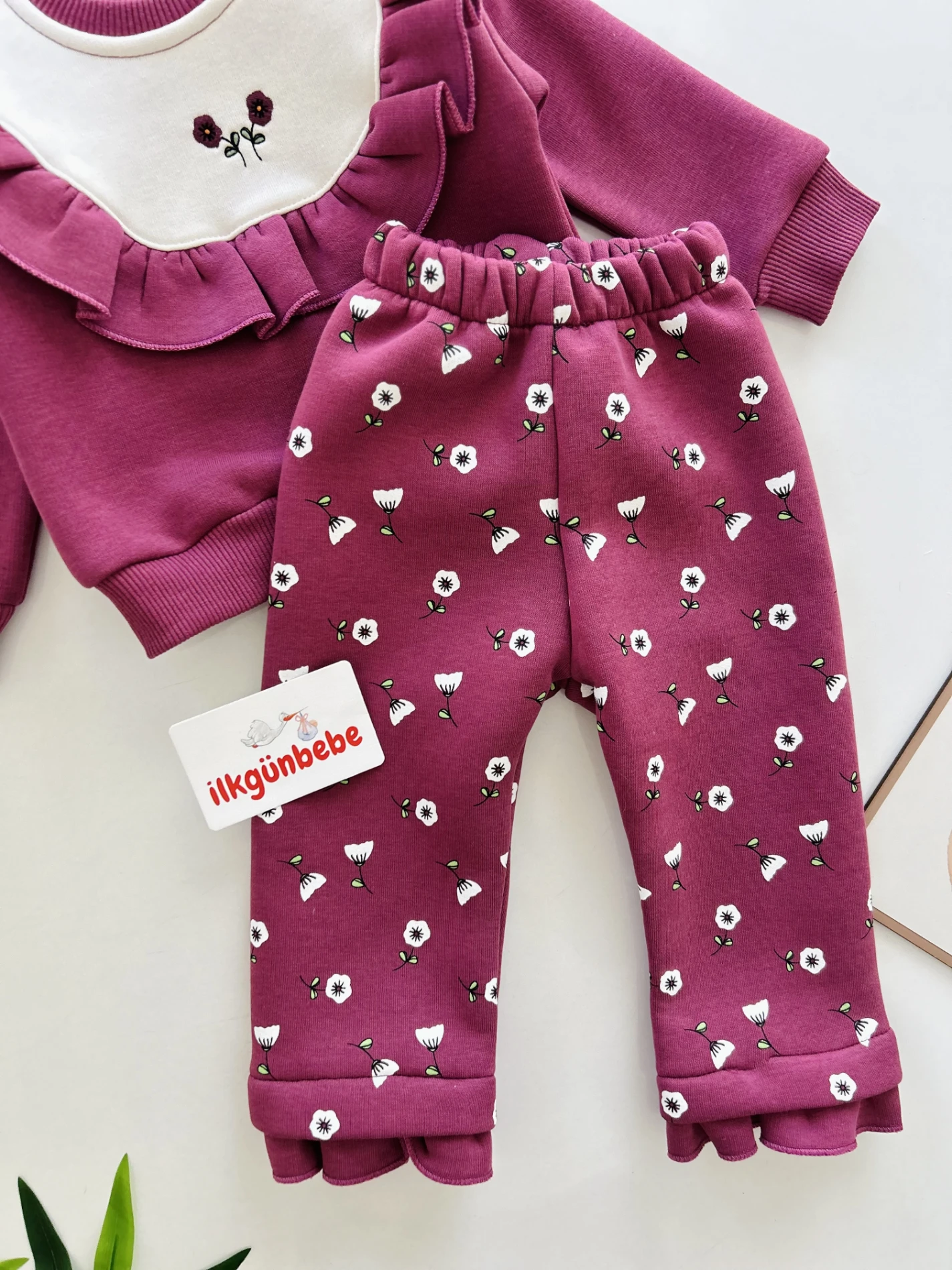 Çiçek Desenli 3 İp Şardonlu Premium Kalite 2’li Takım