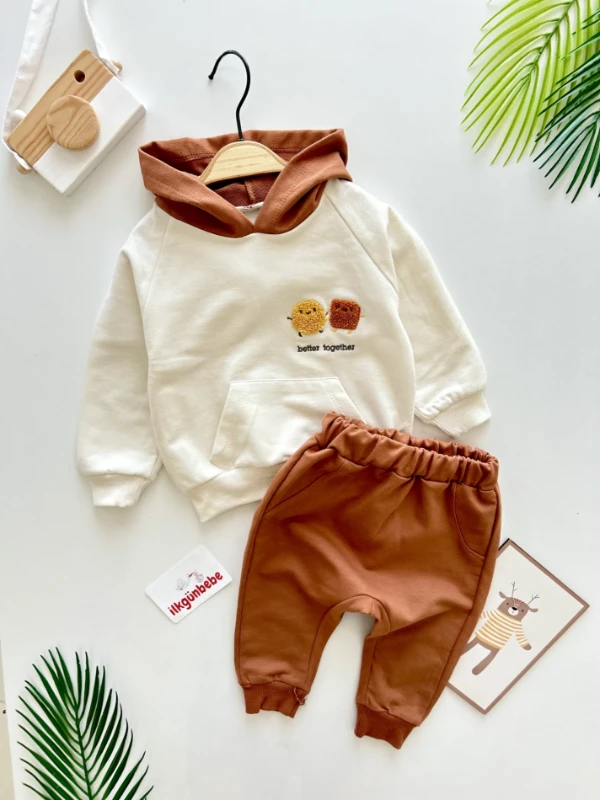 Better Together Temalı Kapüşonlu 2’li Mevsimlik %100 Pamuk  Takım