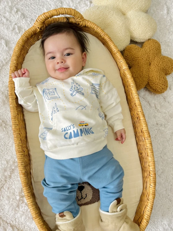 Camping Kapüşonlu %100 Pamuk Sweatli 2’li Takım