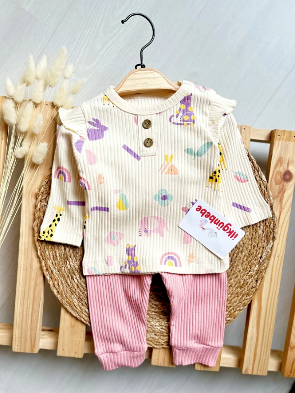 Çiçek Temali  %100 Esnek Kaşkorse Kumaş 2’li Takım