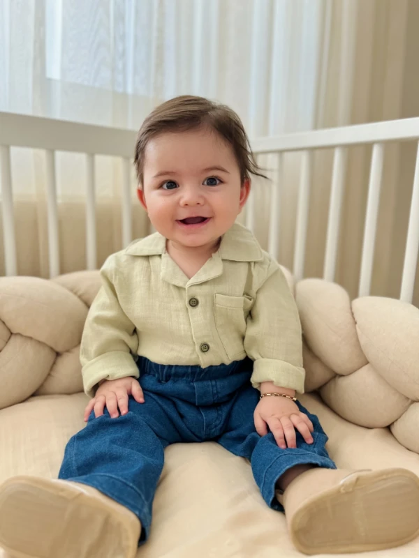 Müslin Kumaş Cepli Gömlekli Likralı Esnek Kumaş Pantalonlu %100 Pamuk Premium Kalite 2’li Takım