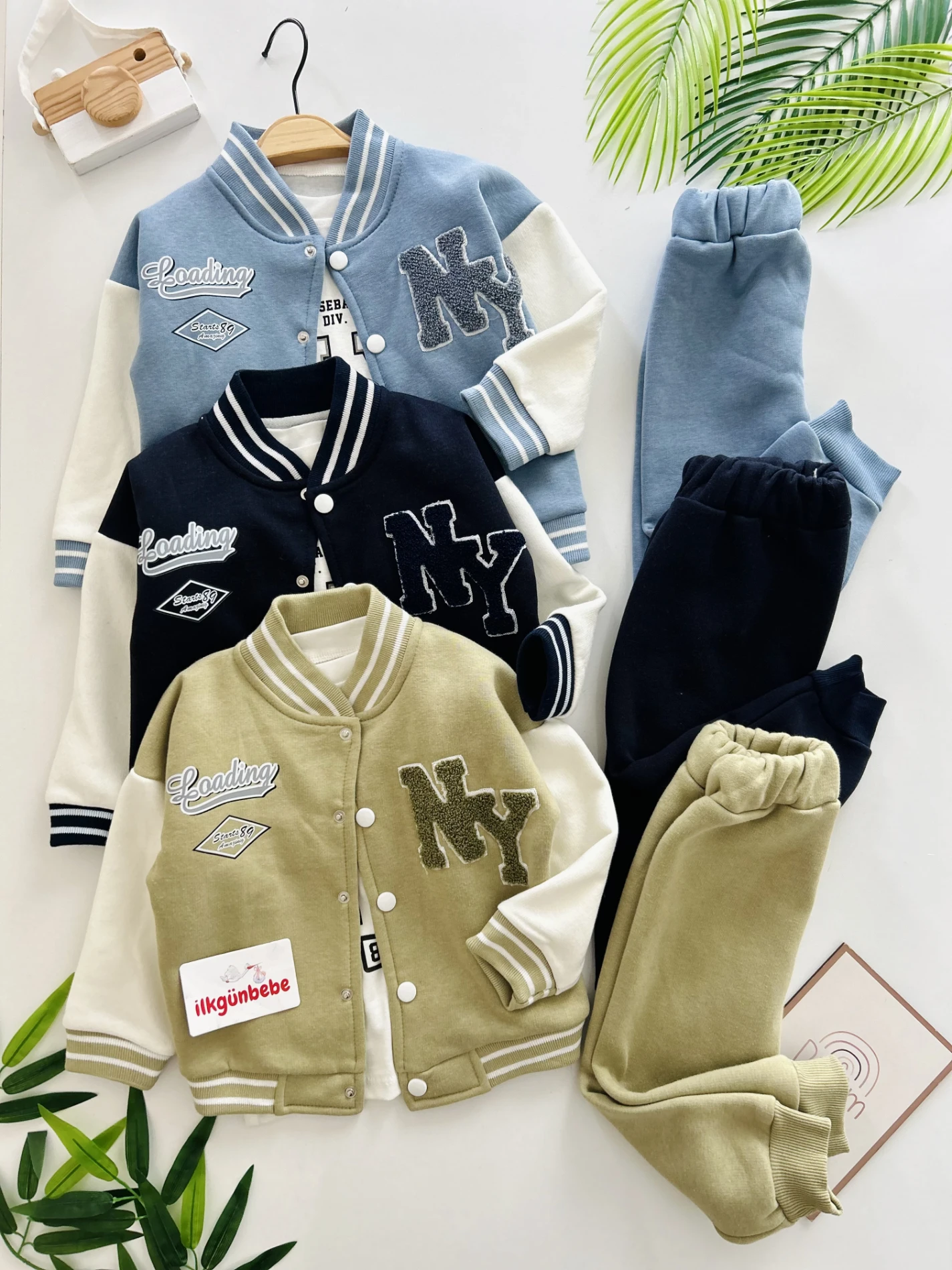 NY Nakışlı Premium Kalite 3 İp Şardonlu Kışlık 3’lü Takım