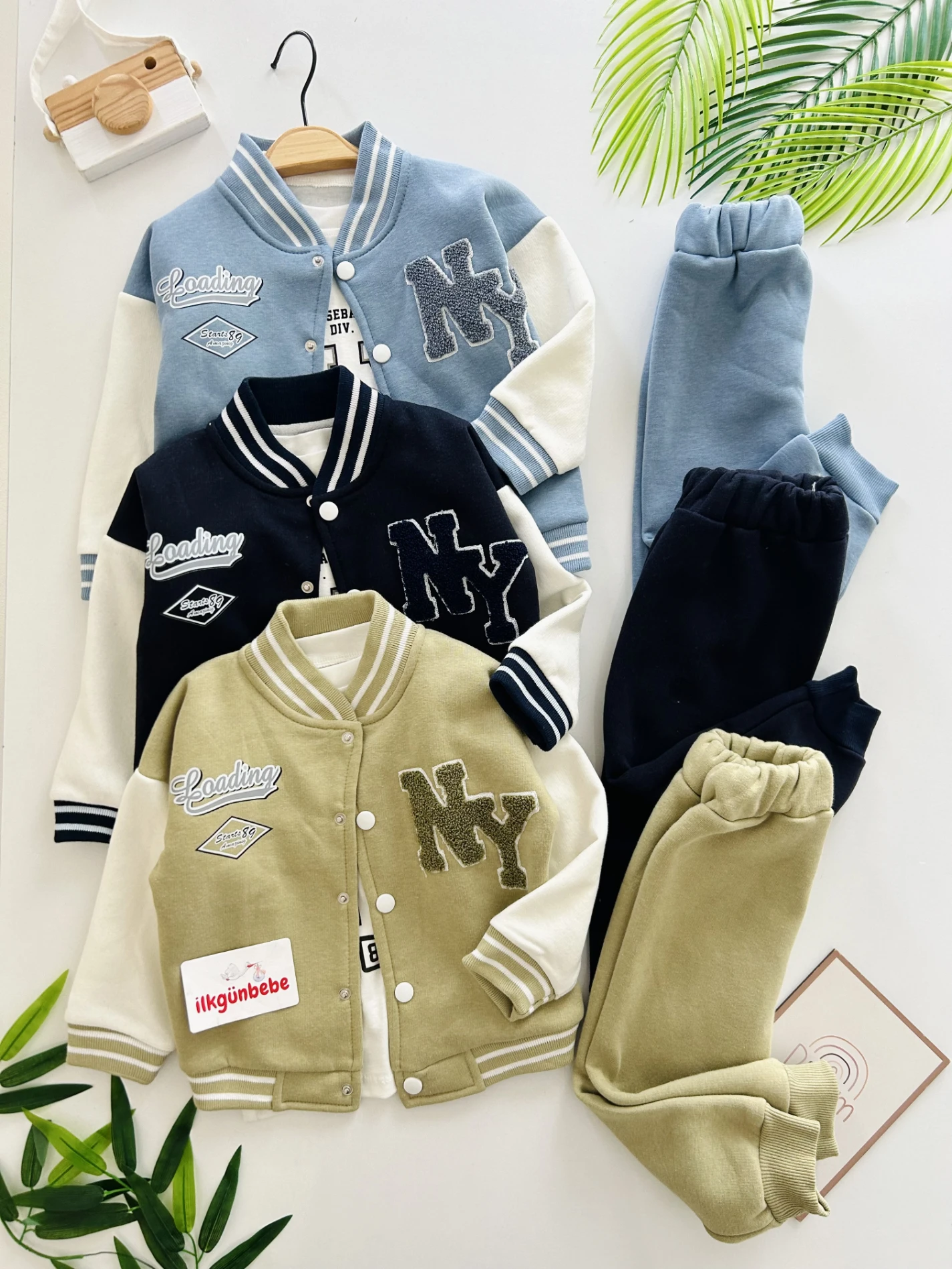 NY Nakışlı Premium Kalite 3 İp Şardonlu Kışlık 3’lü Takım