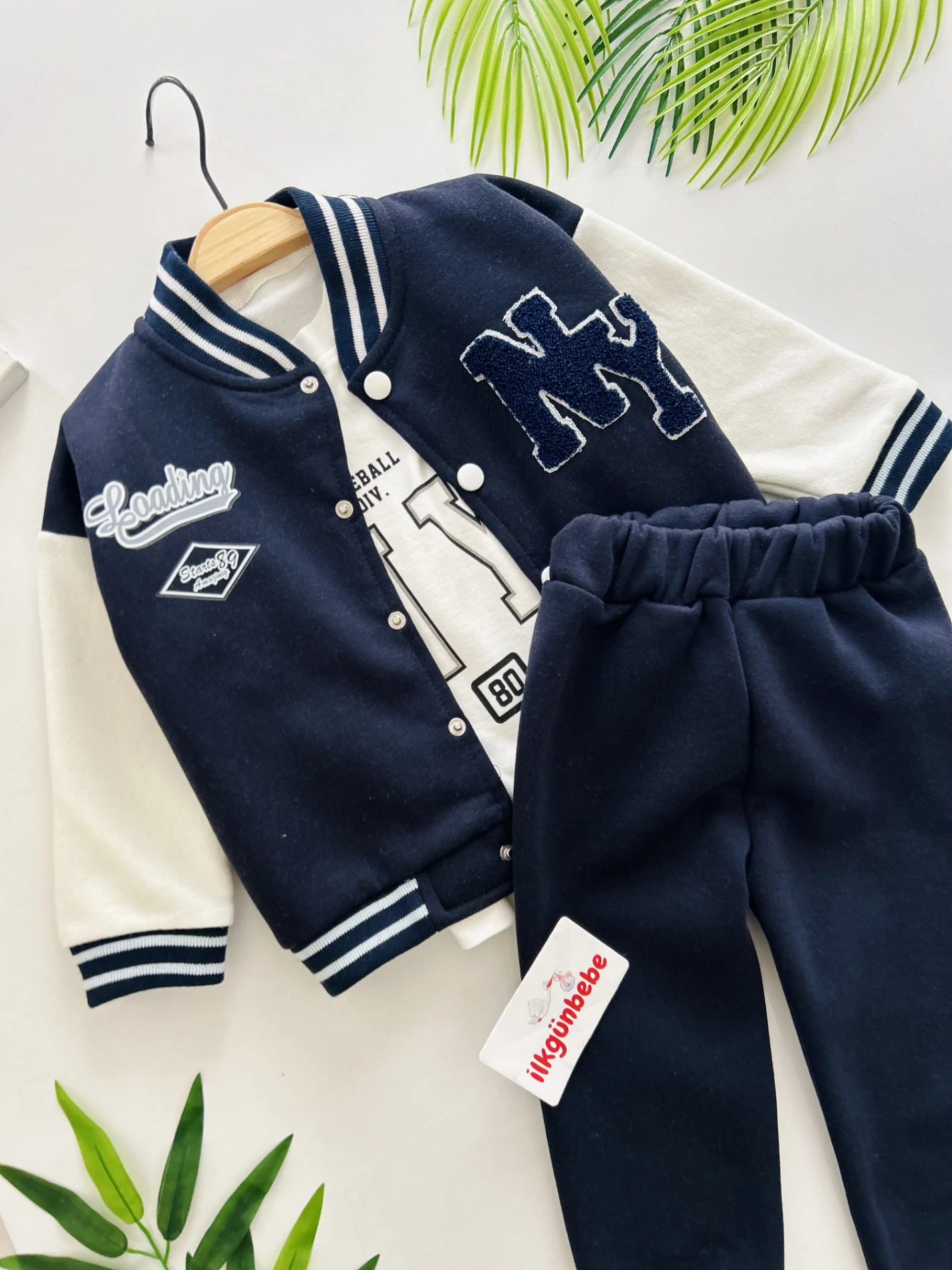 NY Nakışlı Premium Kalite 3 İp Şardonlu Kışlık 3’lü Takım