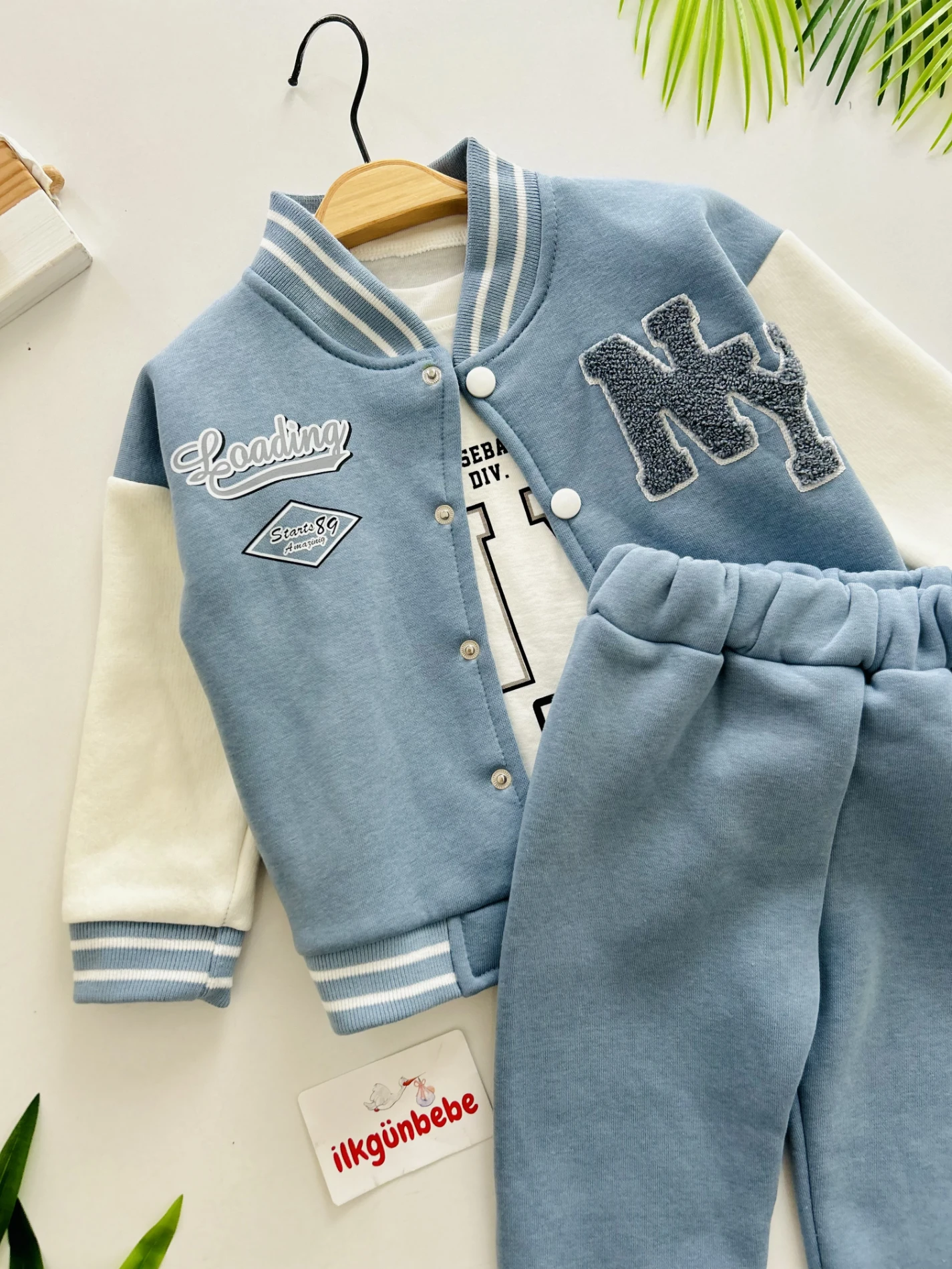 NY Nakışlı Premium Kalite 3 İp Şardonlu Kışlık 3’lü Takım