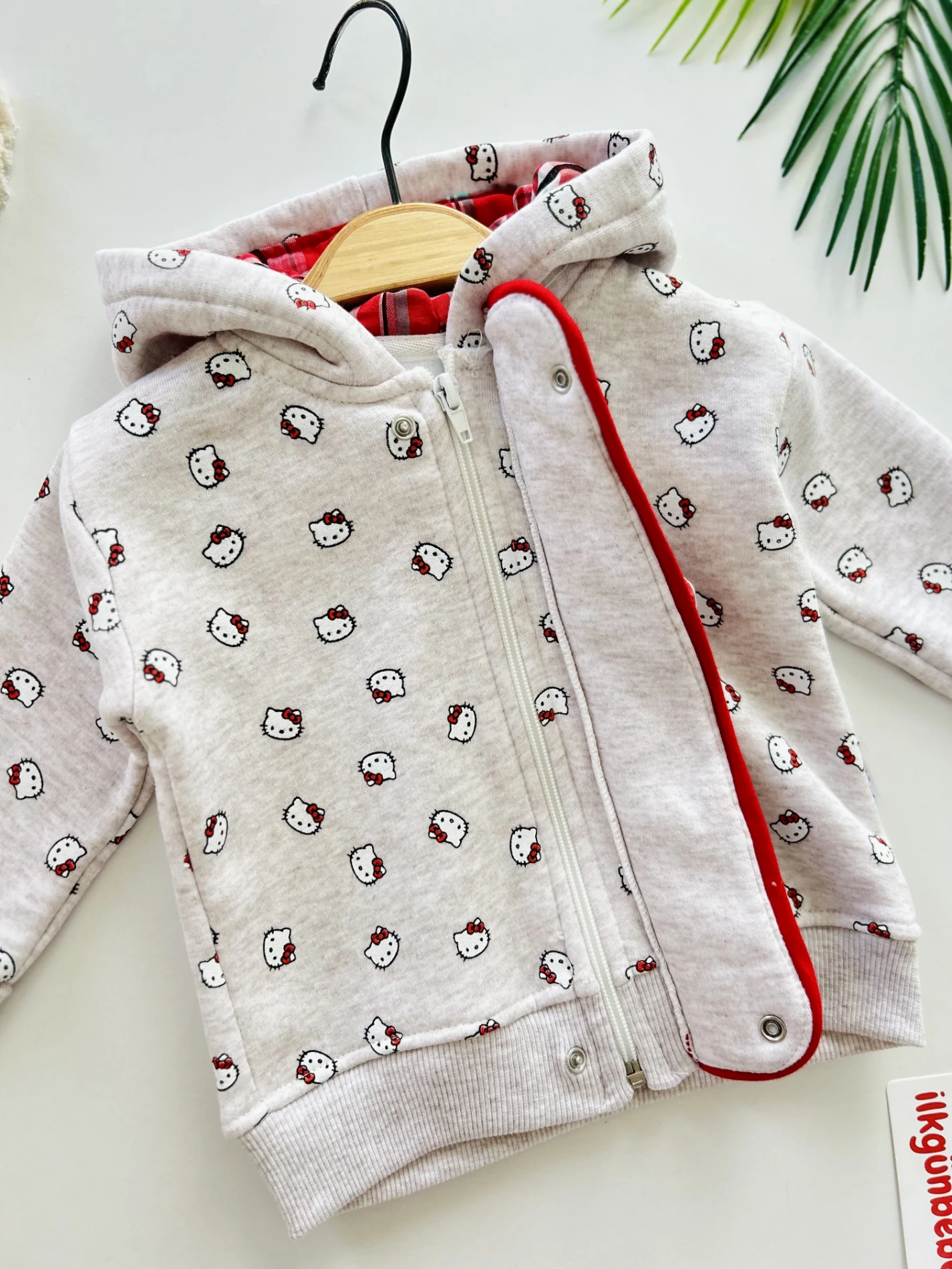 Hello Kitty Fermuar Detaylı  Baskılı 2’li 3 İp Şardonlu Kışlık Takım