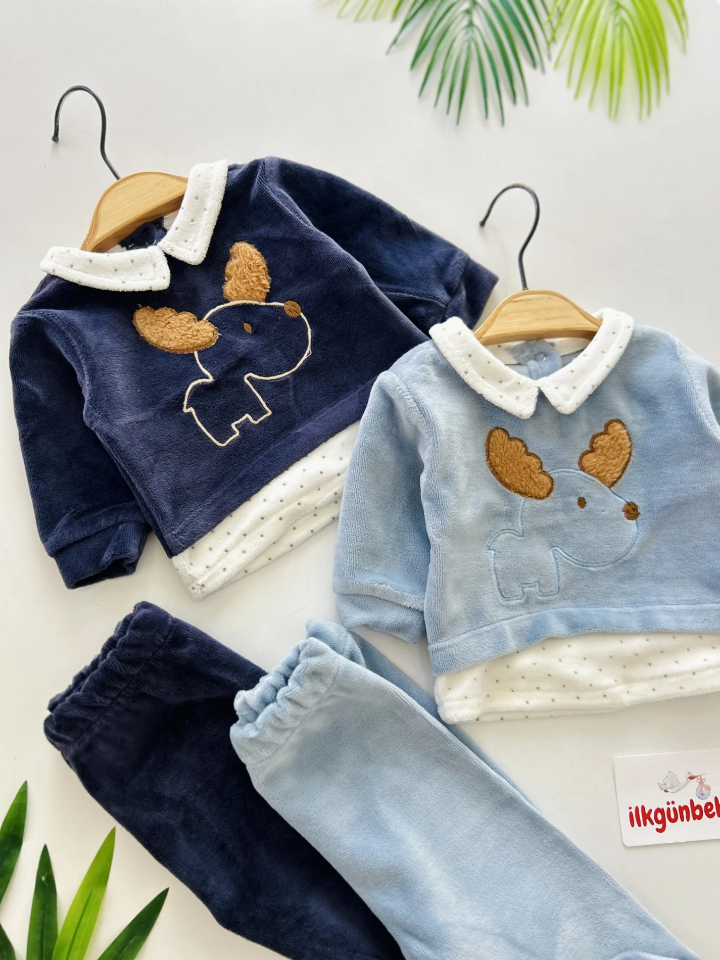 Geyik İşlemeli Kadife Kumaş Premium 2’li Takım