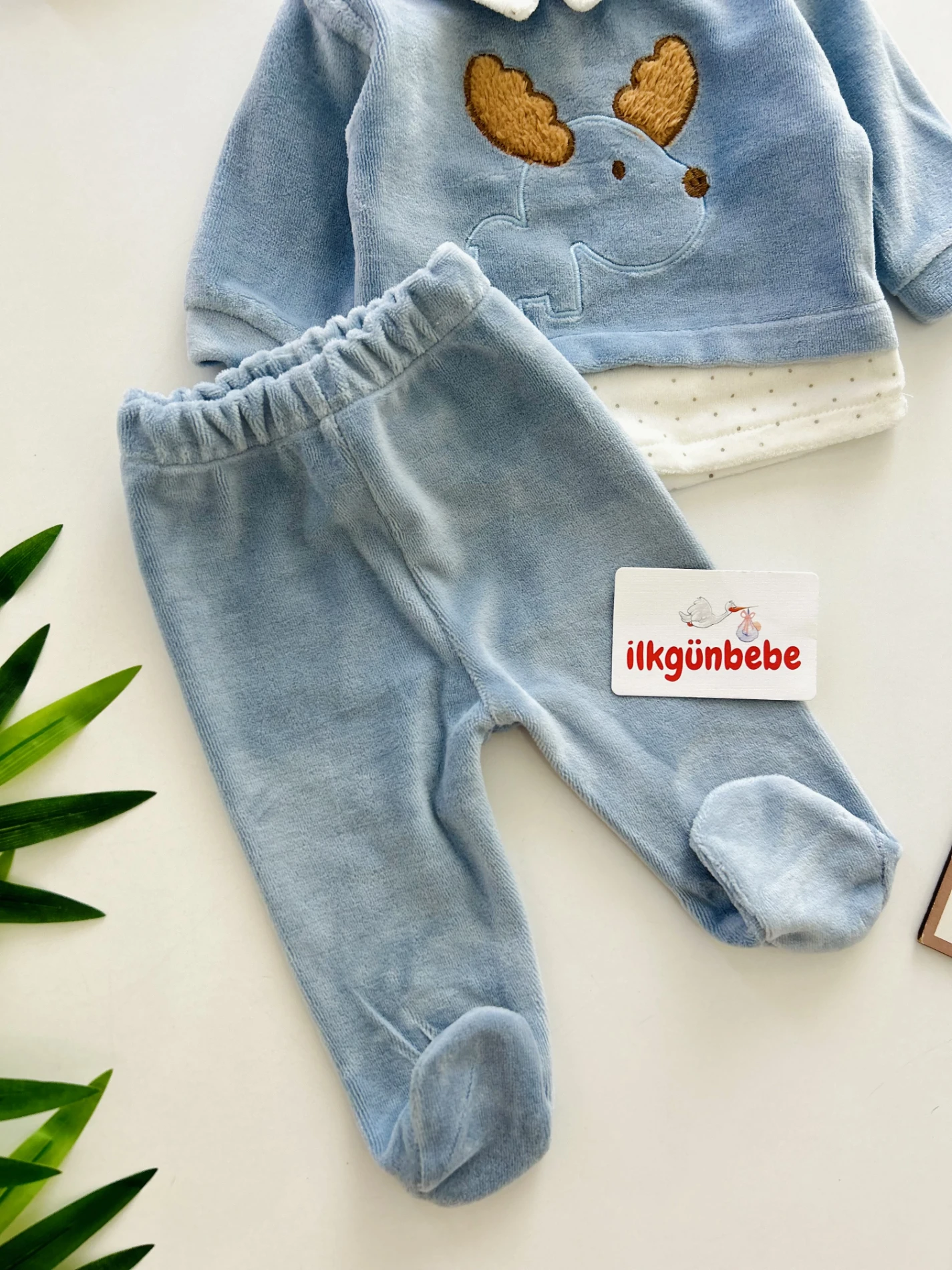 Geyik İşlemeli Kadife Kumaş Premium 2’li Takım