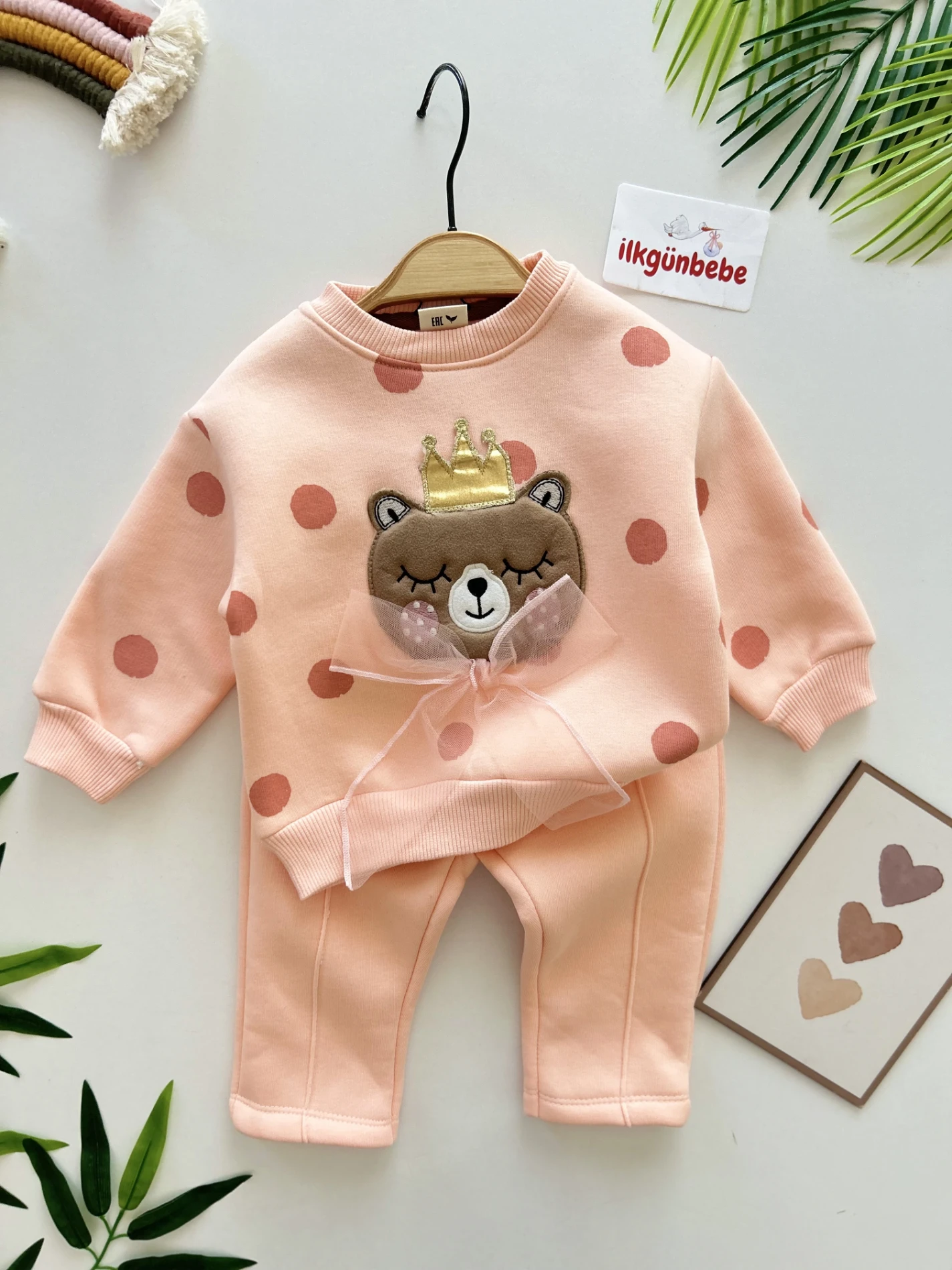 Bear Tül Detaylı Puantiyeli 3 İp İçi Şardonlu Kışlık Takım